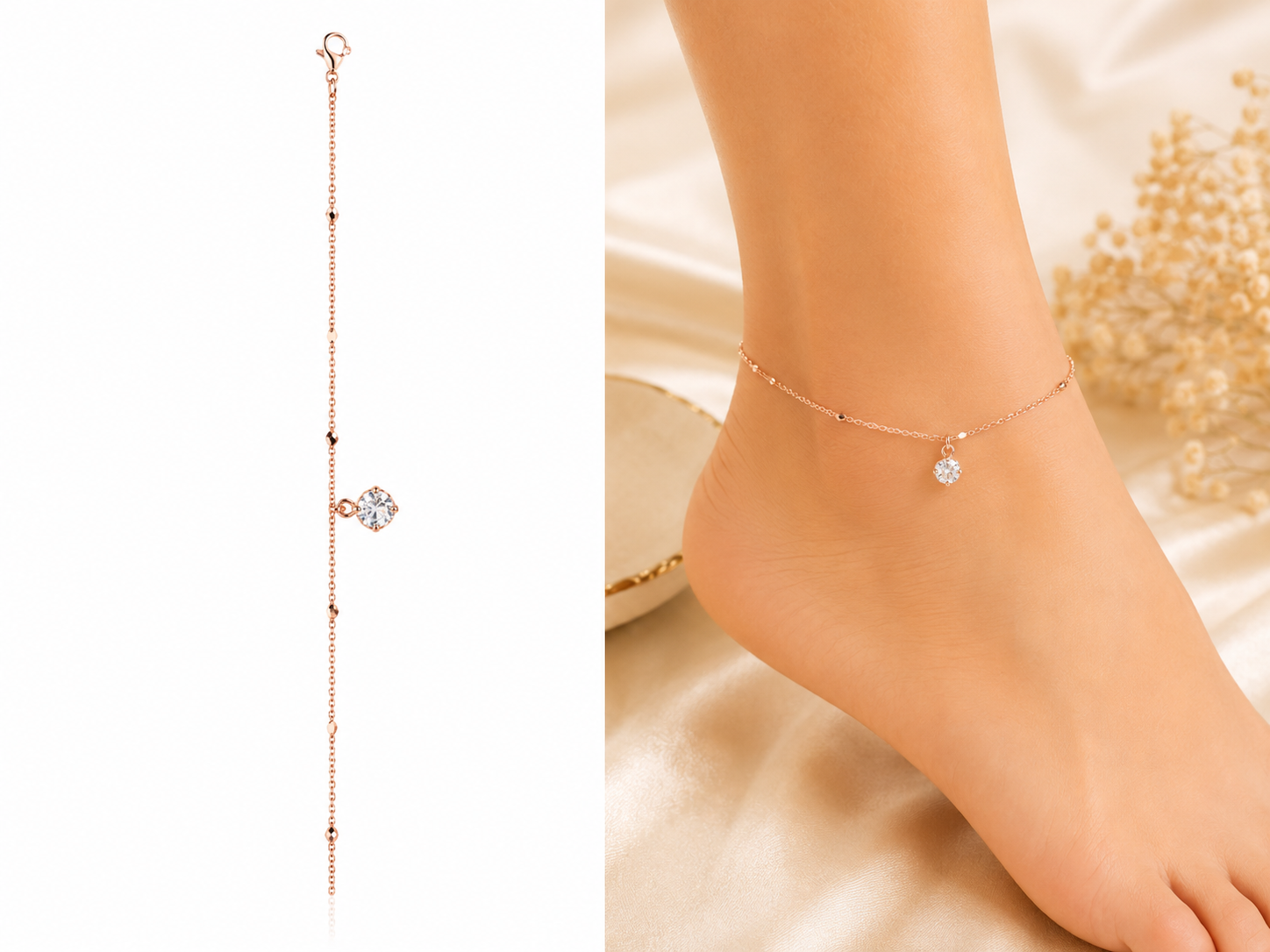 Rose Gold Crystal Anklet