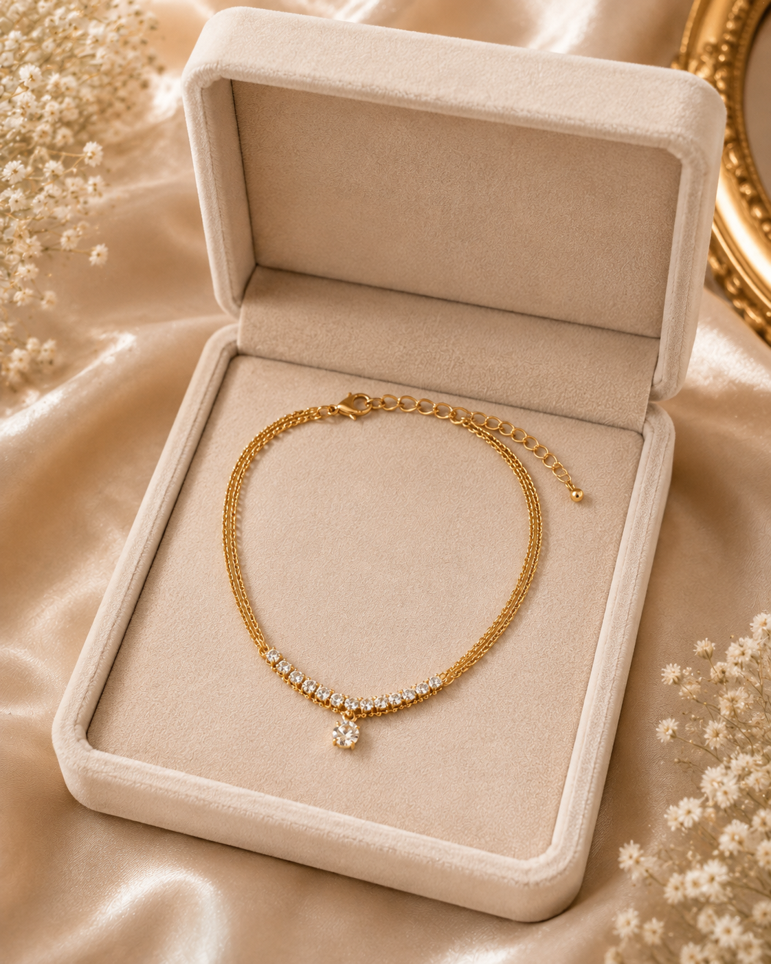 Elegant Gold Crystal Drop Anklet