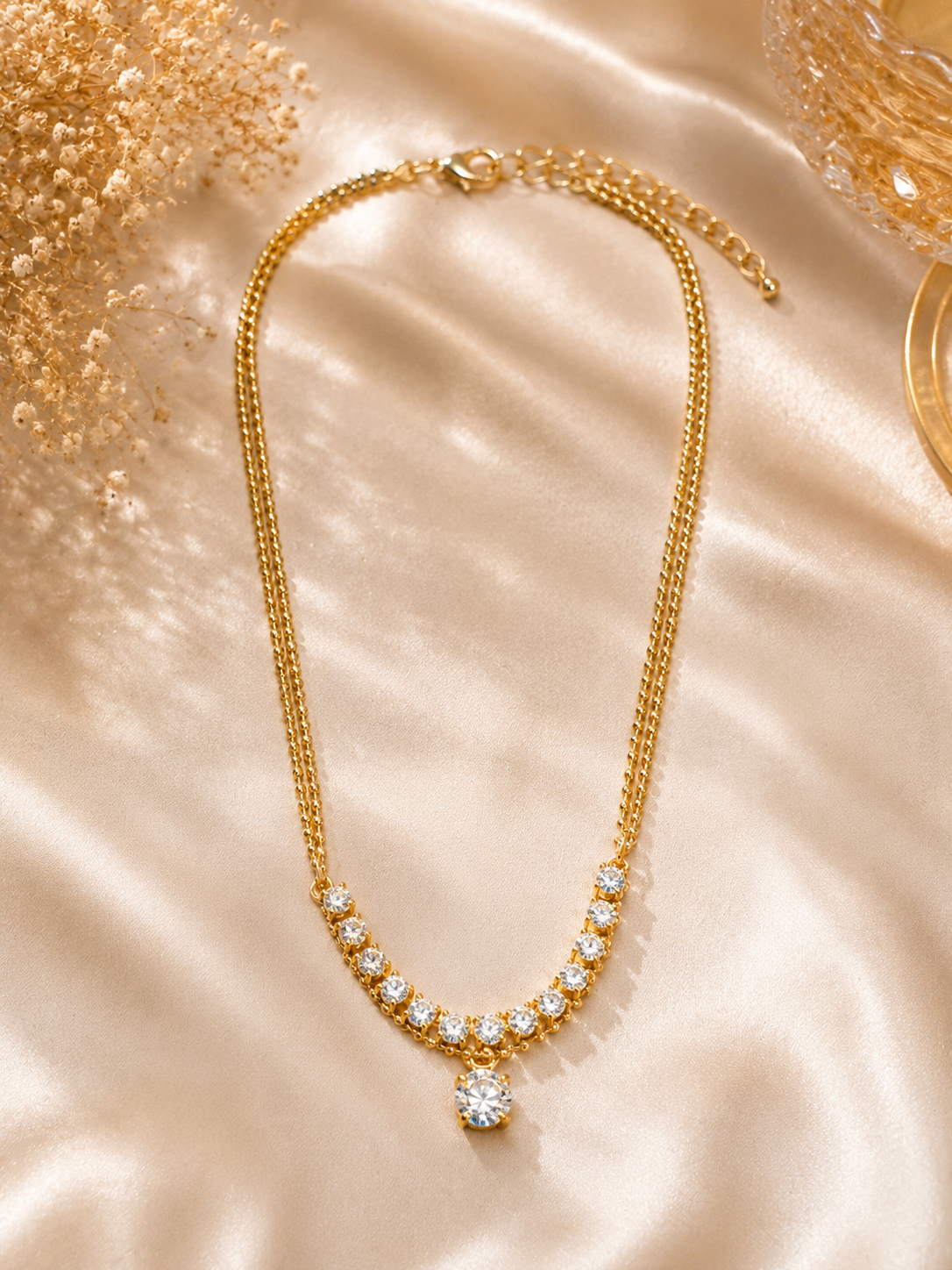 Elegant Gold Crystal Drop Anklet