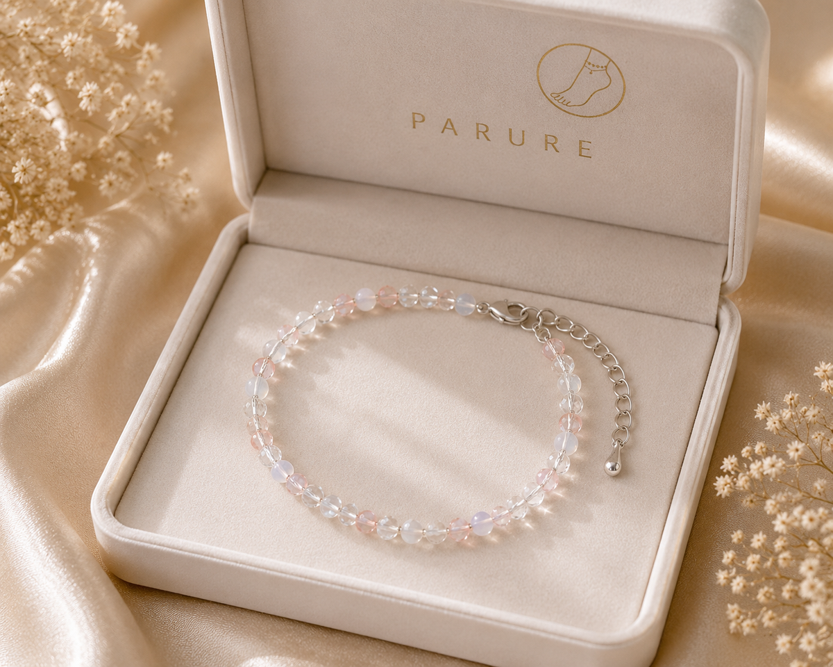 Delicate White Beaded Anklet
