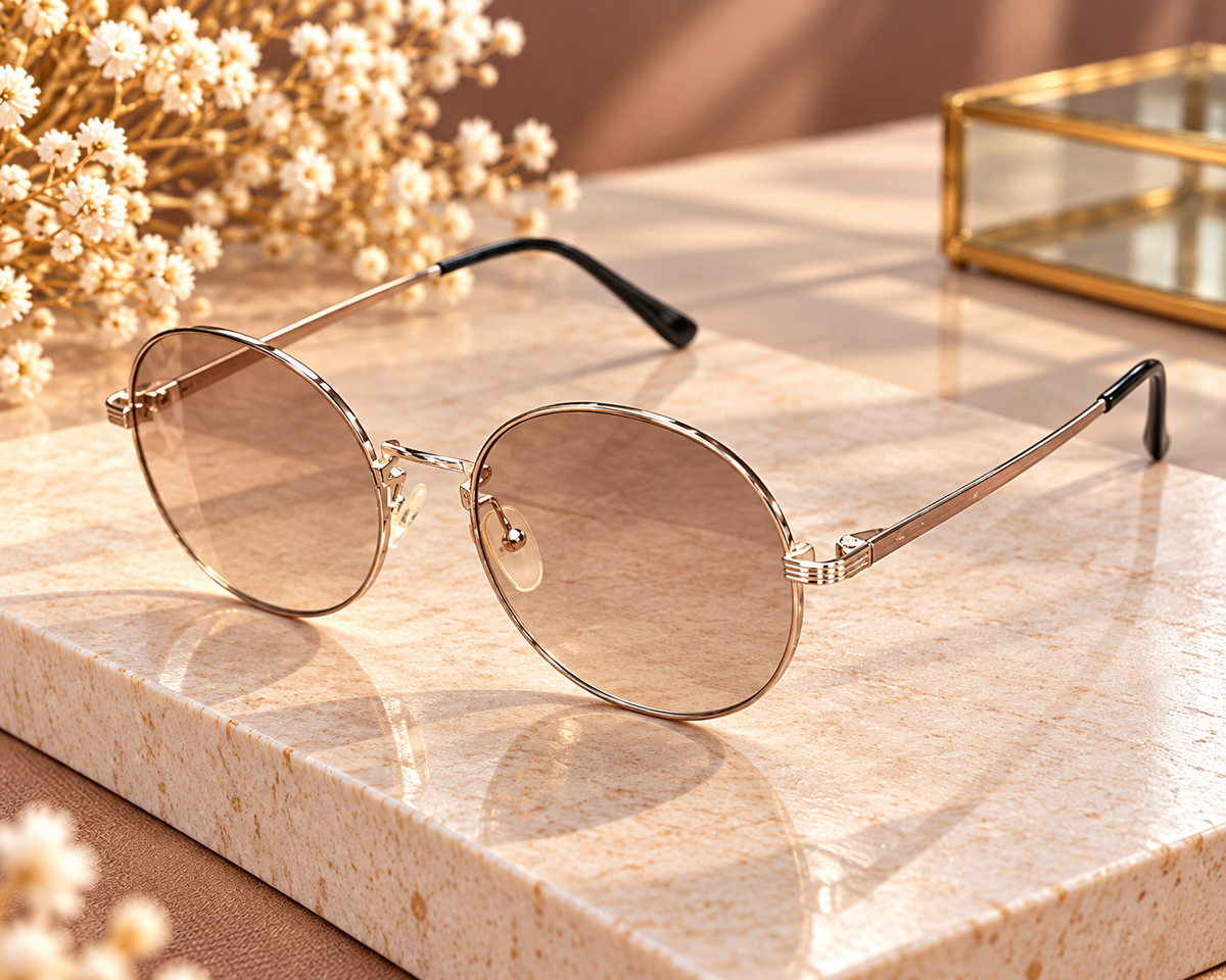 Rose Gold Round Sunglasses