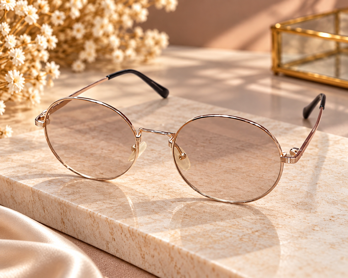 Rose Gold Round Sunglasses