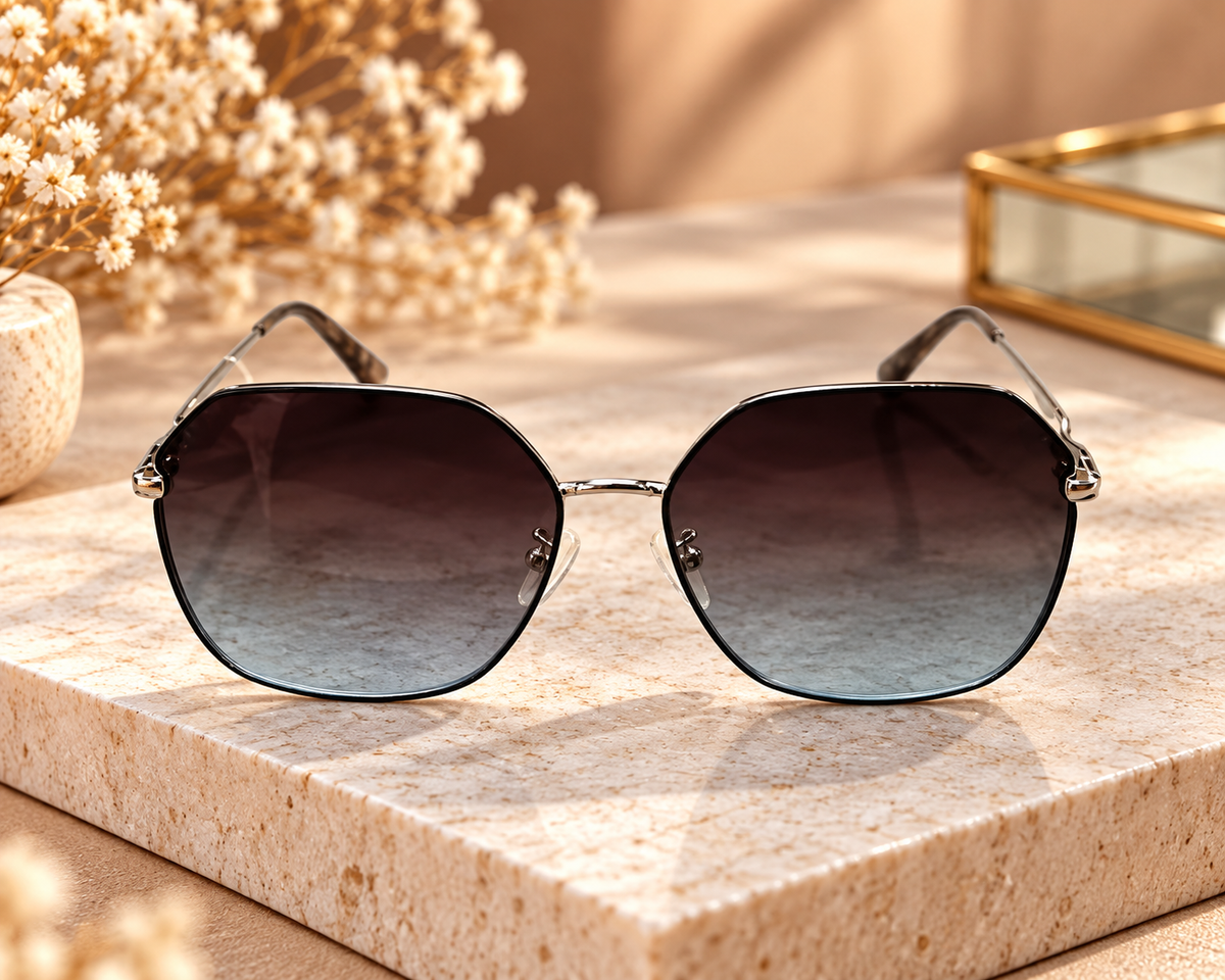 Black Gradient Geometric Sunglasses