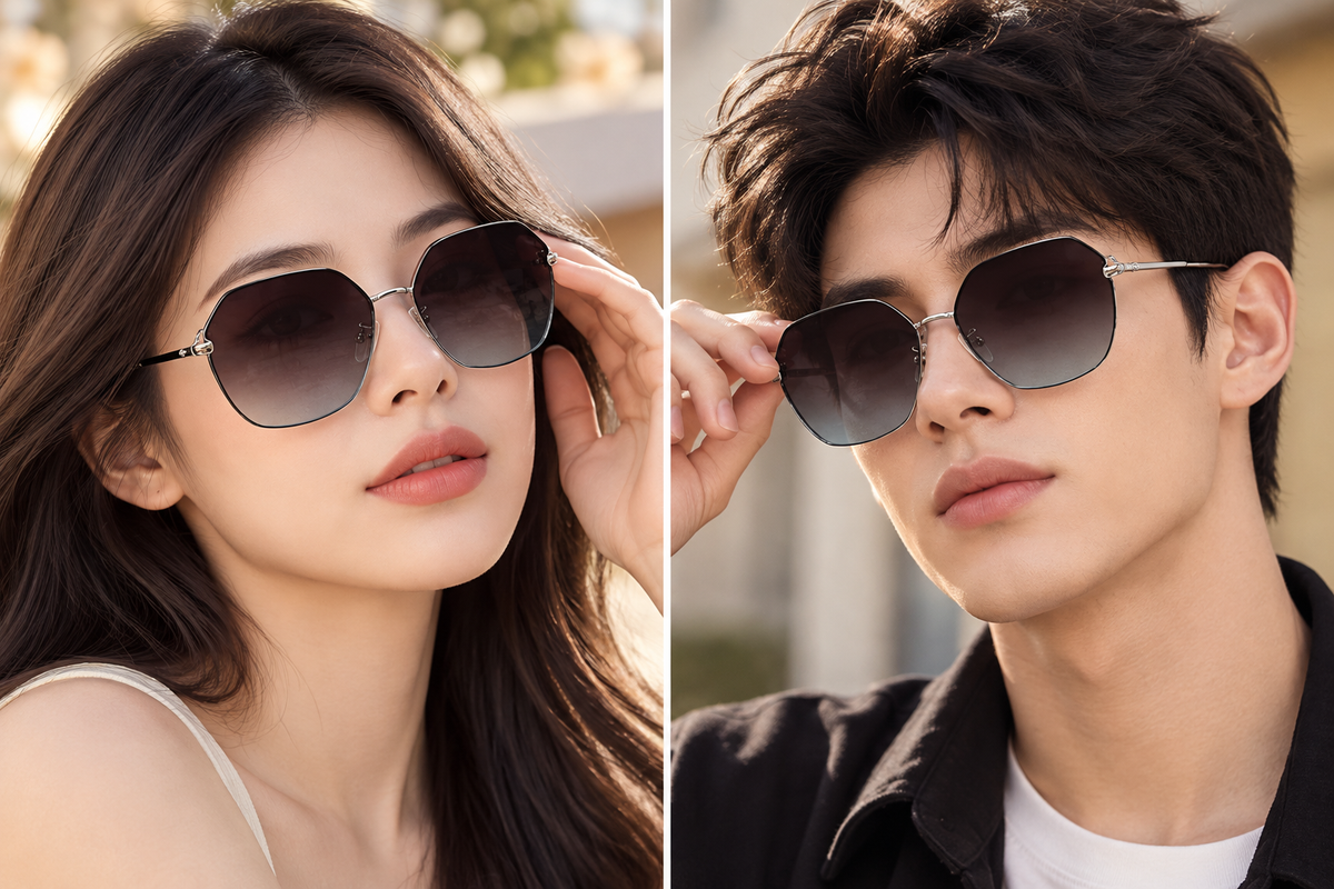 Black Gradient Geometric Sunglasses