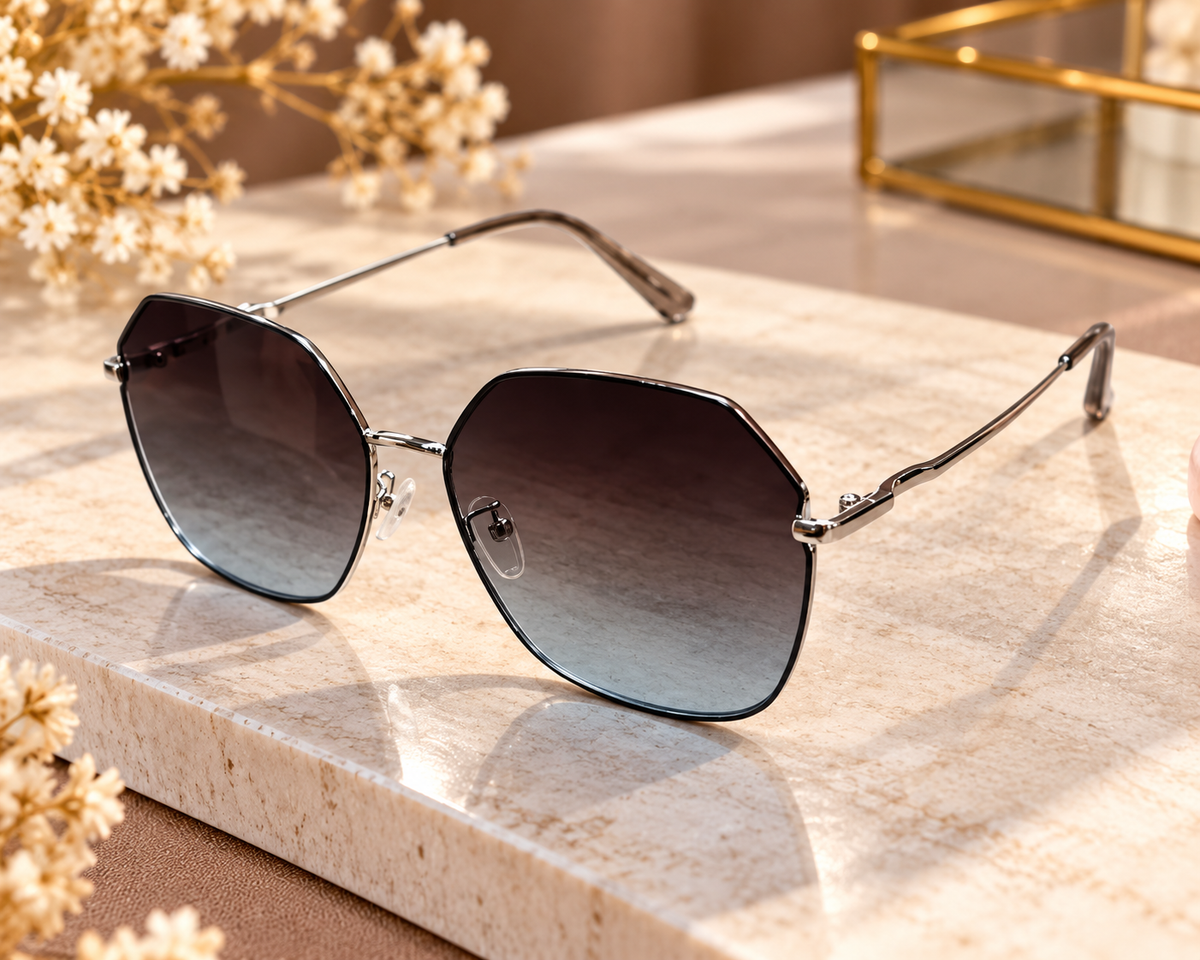 Black Gradient Geometric Sunglasses