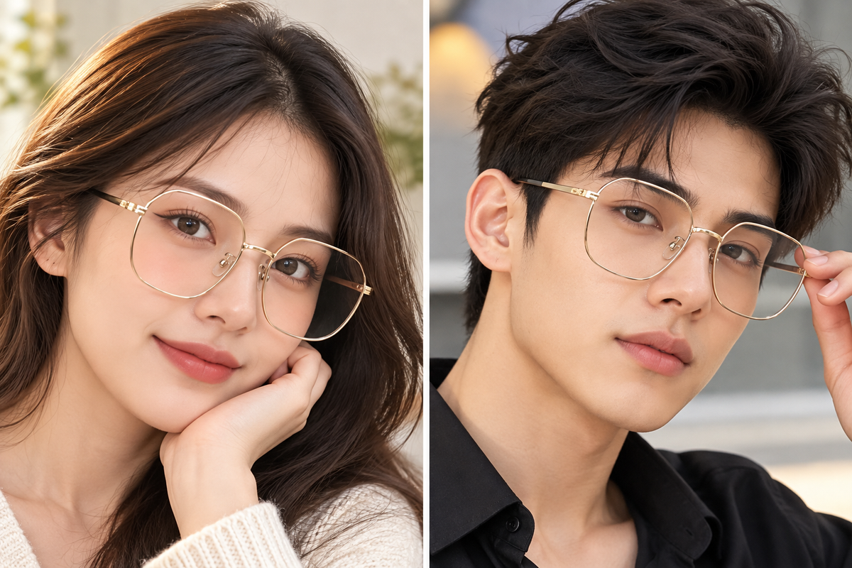 Gold Round Clear Lens Glasses