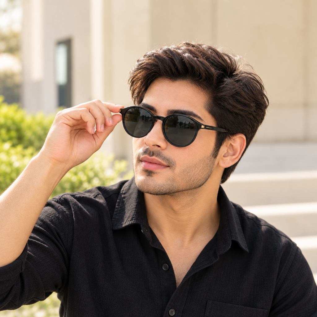 Black Round Frame Sunglasses