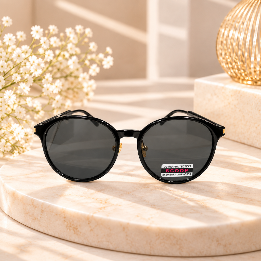 Black Round Frame Sunglasses