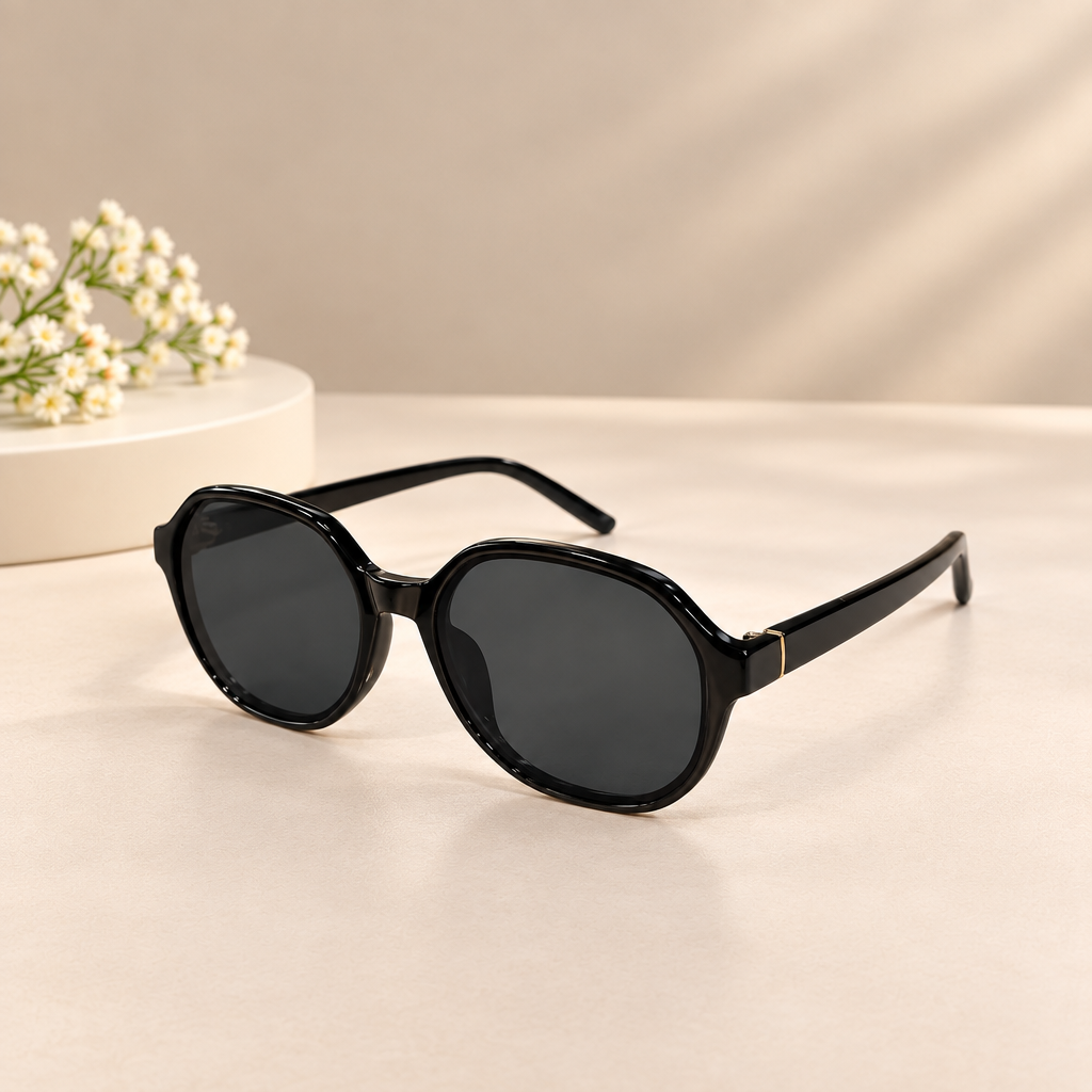 Black Oval Frame Sunglasses