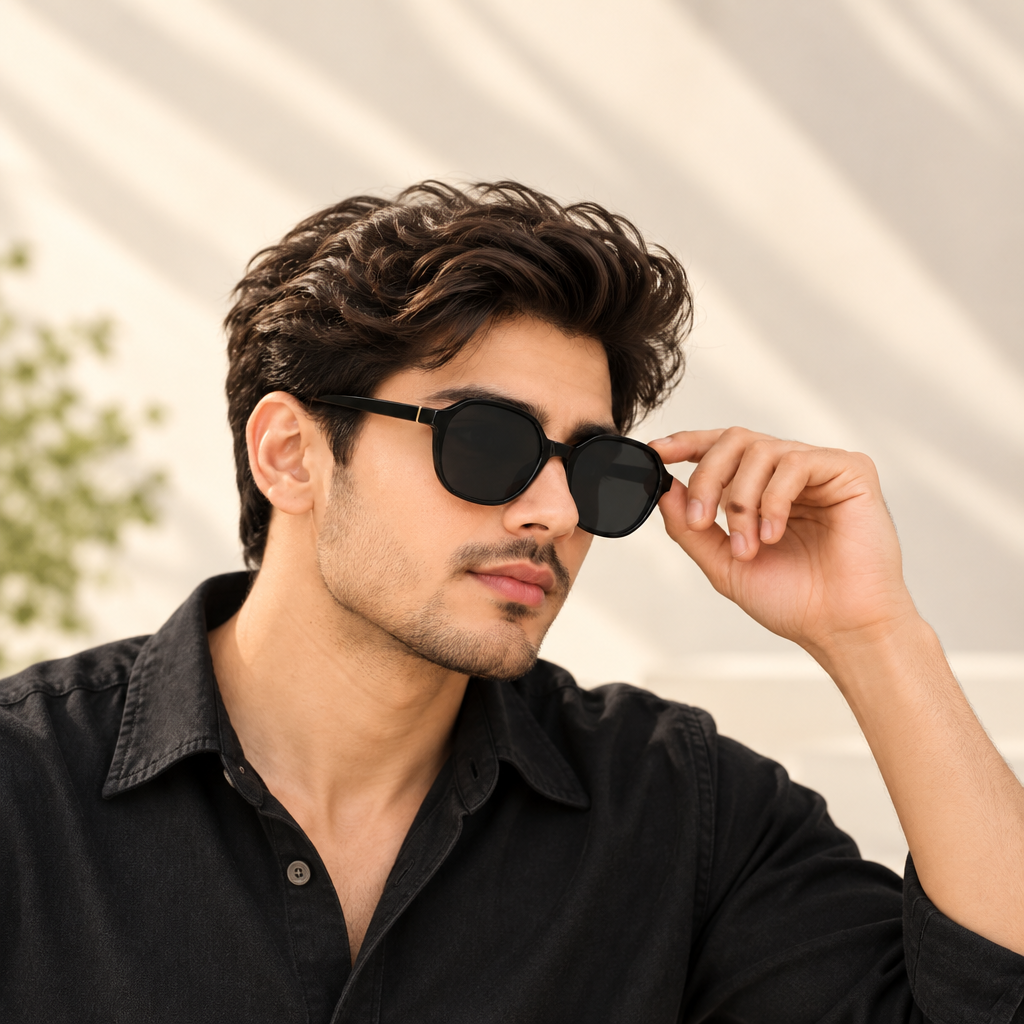 Black Oval Frame Sunglasses
