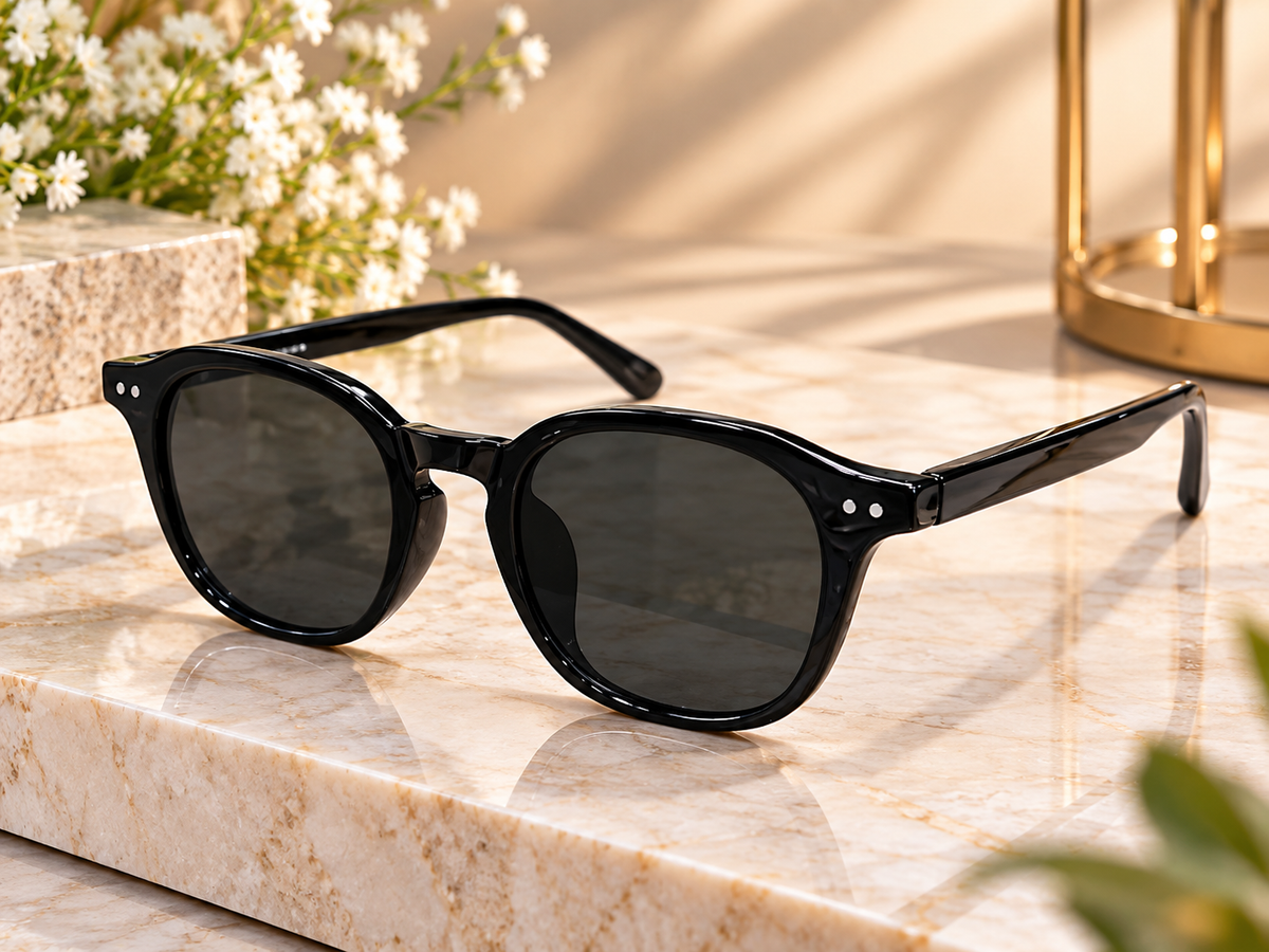 Black Round Classic Sunglasses