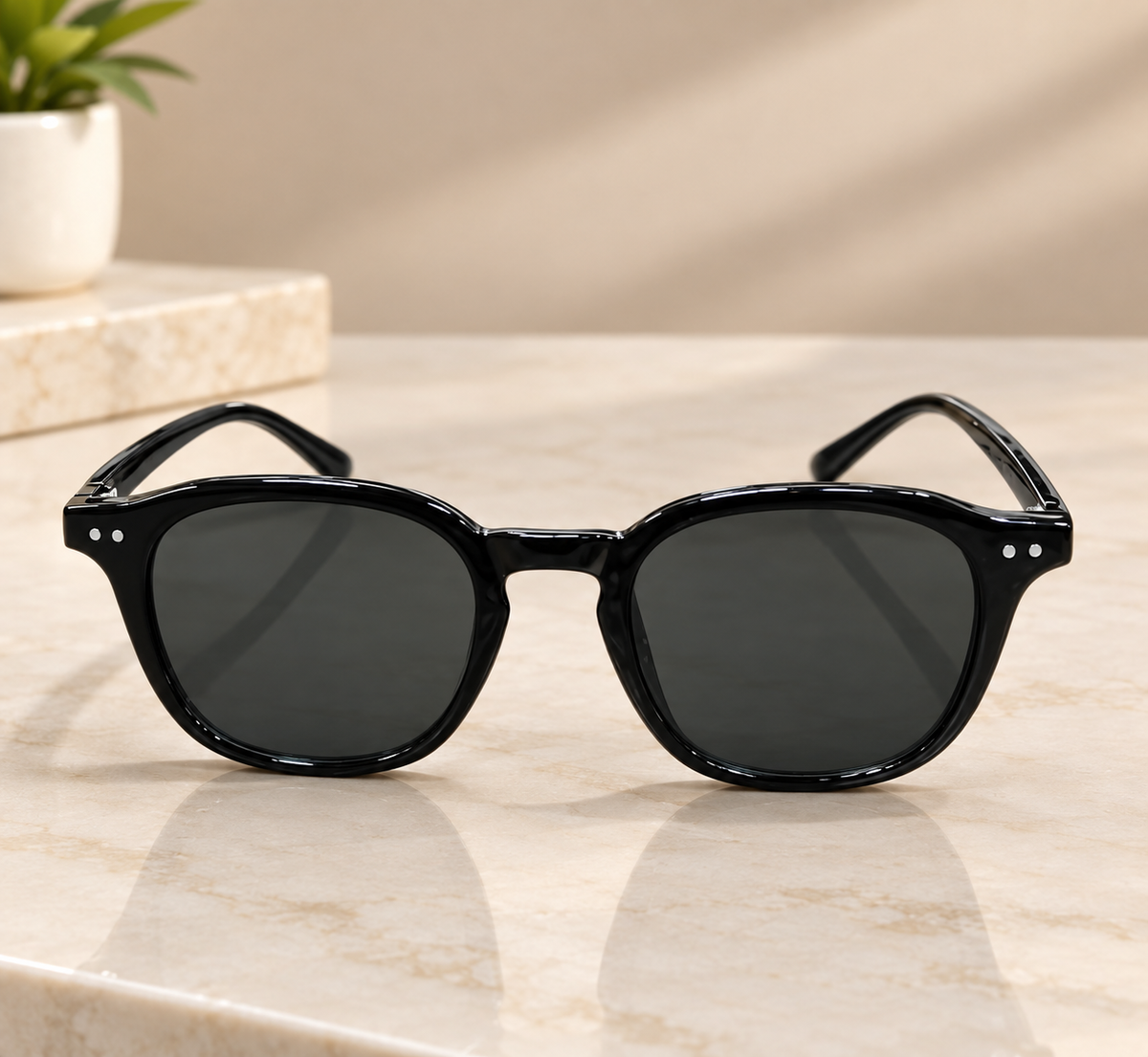 Black Round Classic Sunglasses