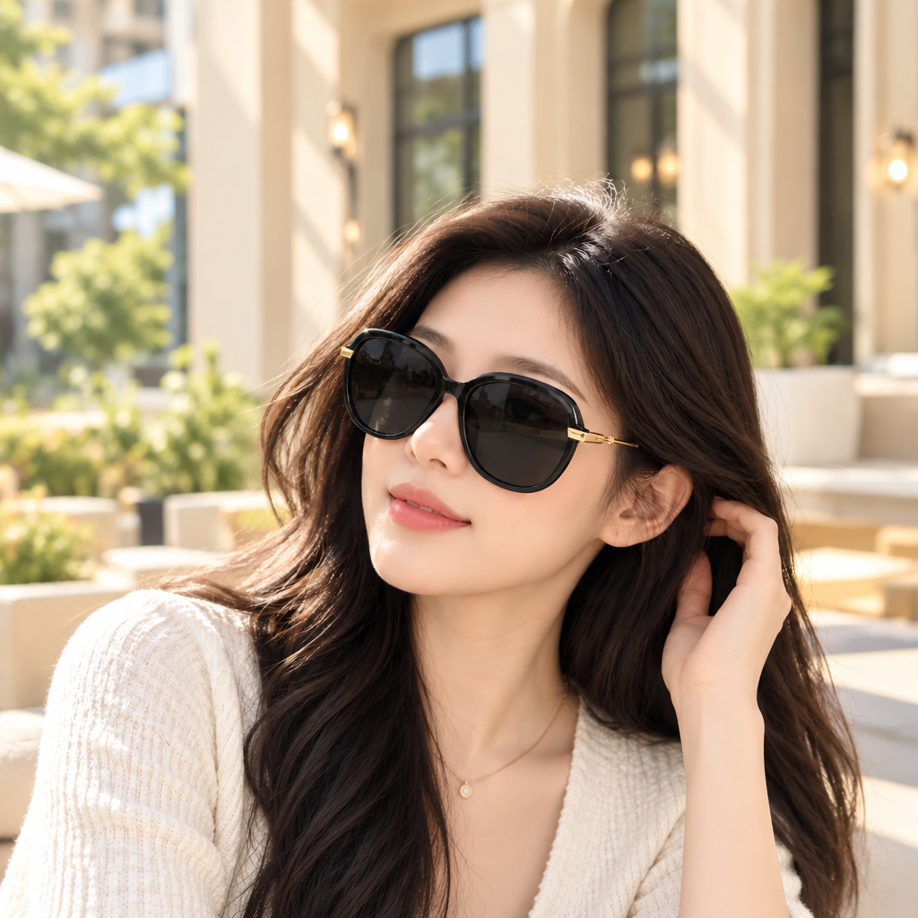 Black Oval Frame Sunglasses
