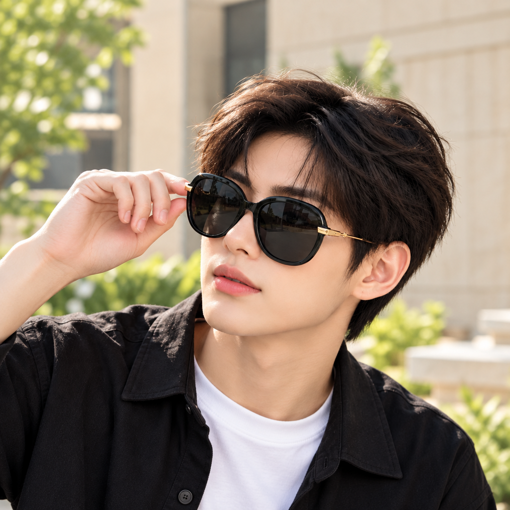 Black Oval Frame Sunglasses