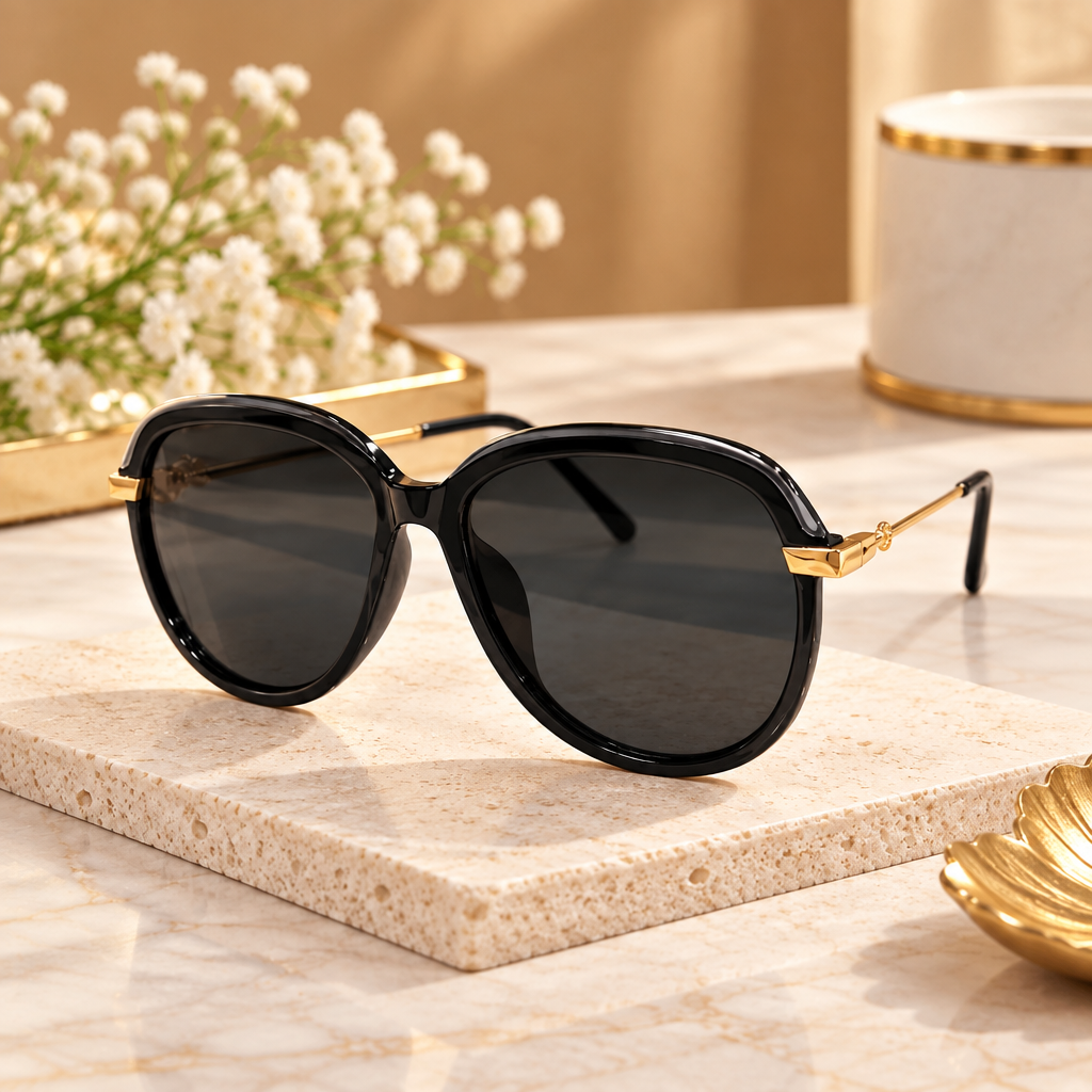 Black Oval Frame Sunglasses