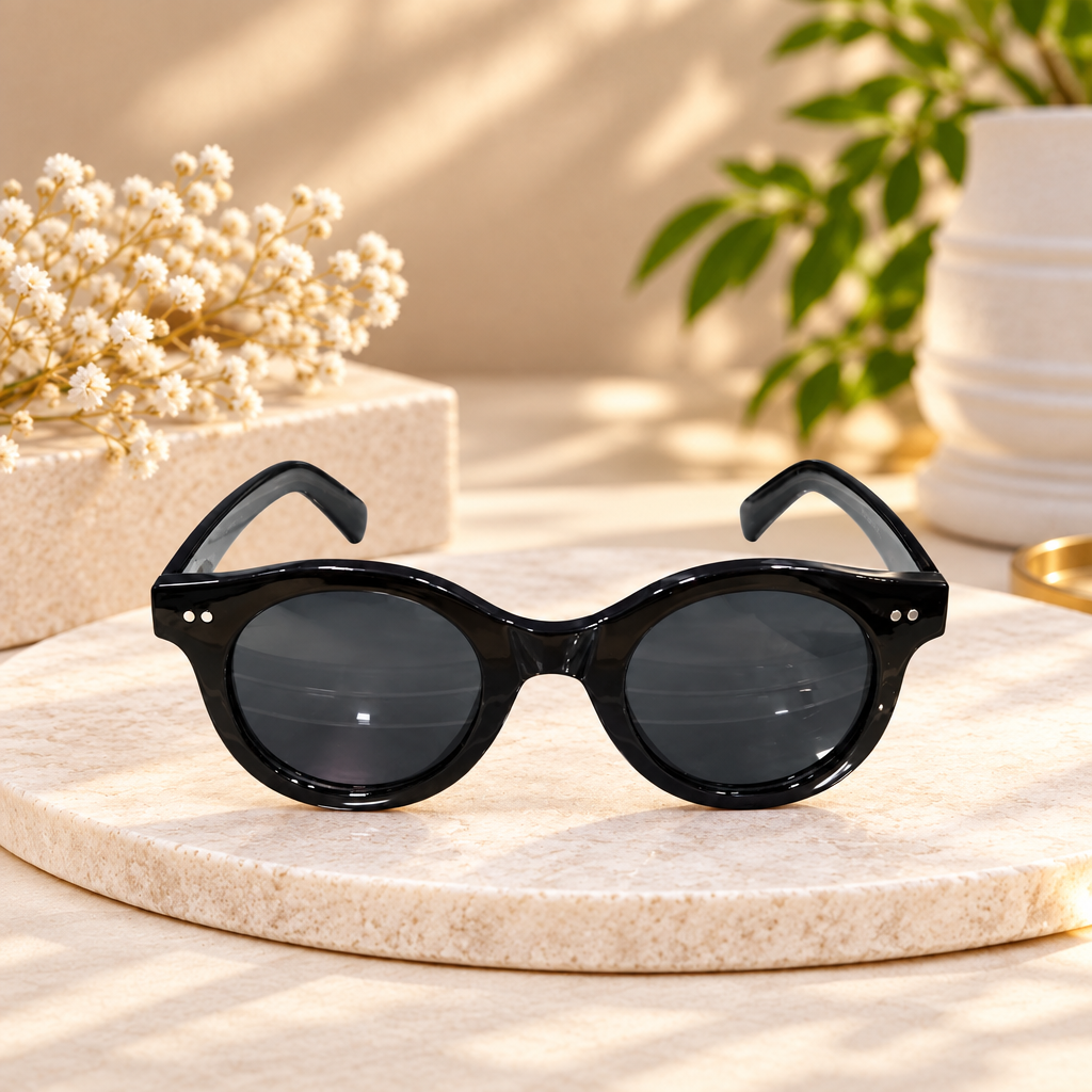 Black Oval Frame Sunglasses