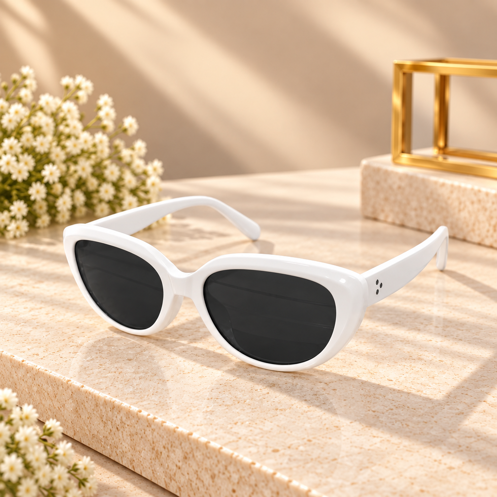 White Square Frame Sunglasses