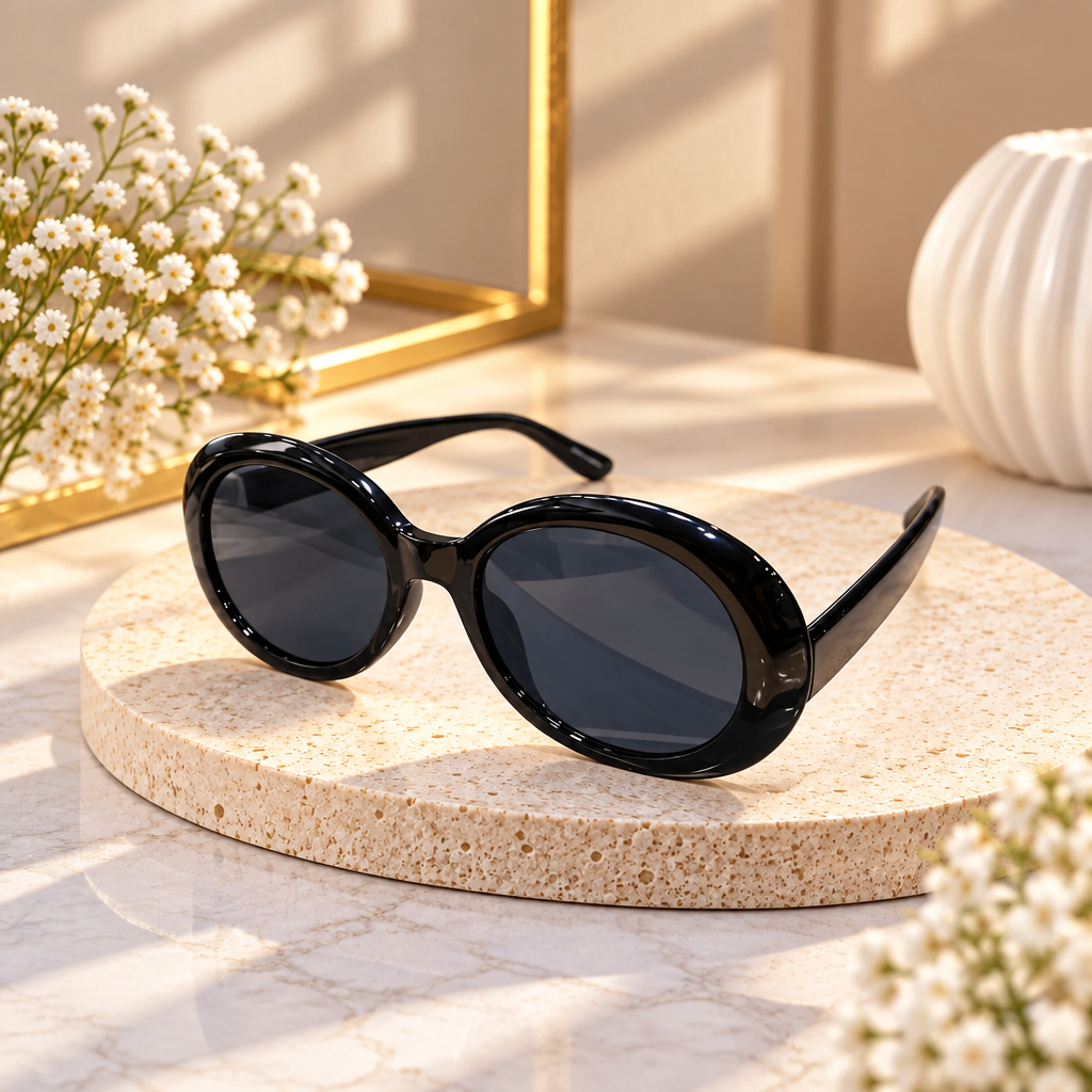 Black Round Frame Sunglasses