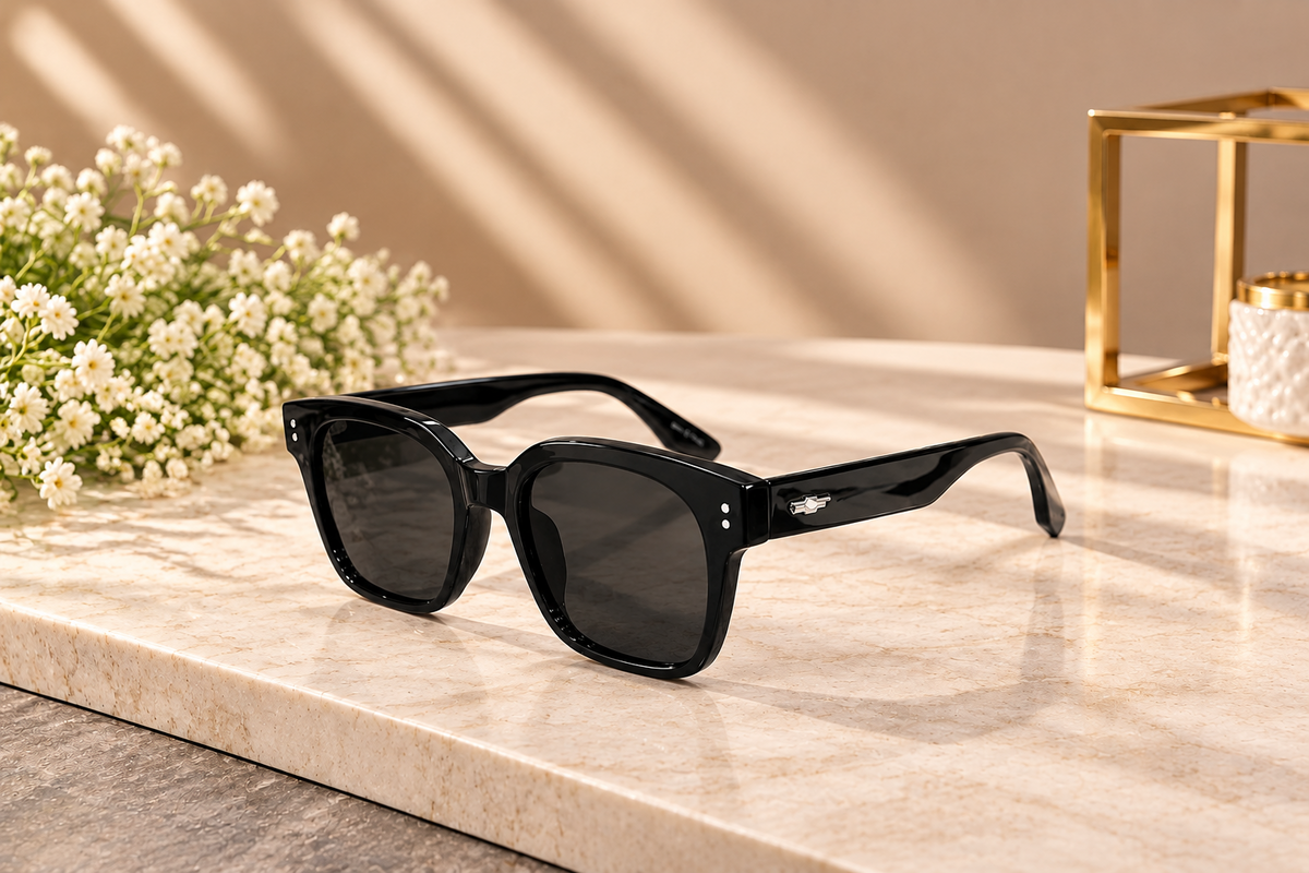 Black Retro Square Sunglasses
