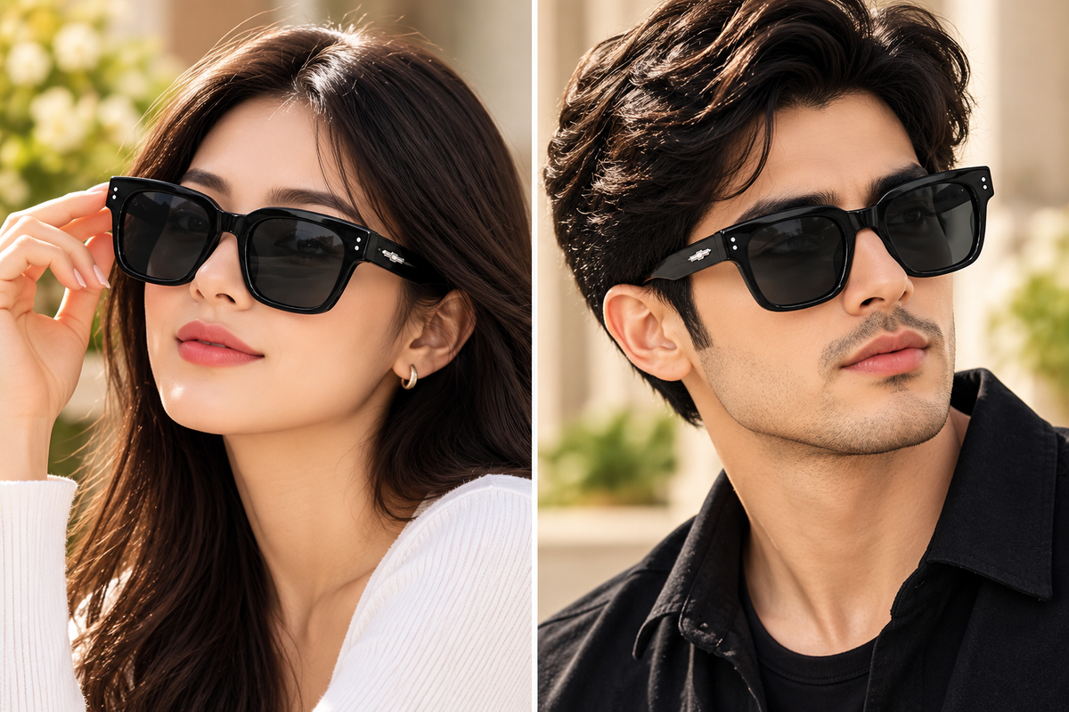 Black Retro Square Sunglasses