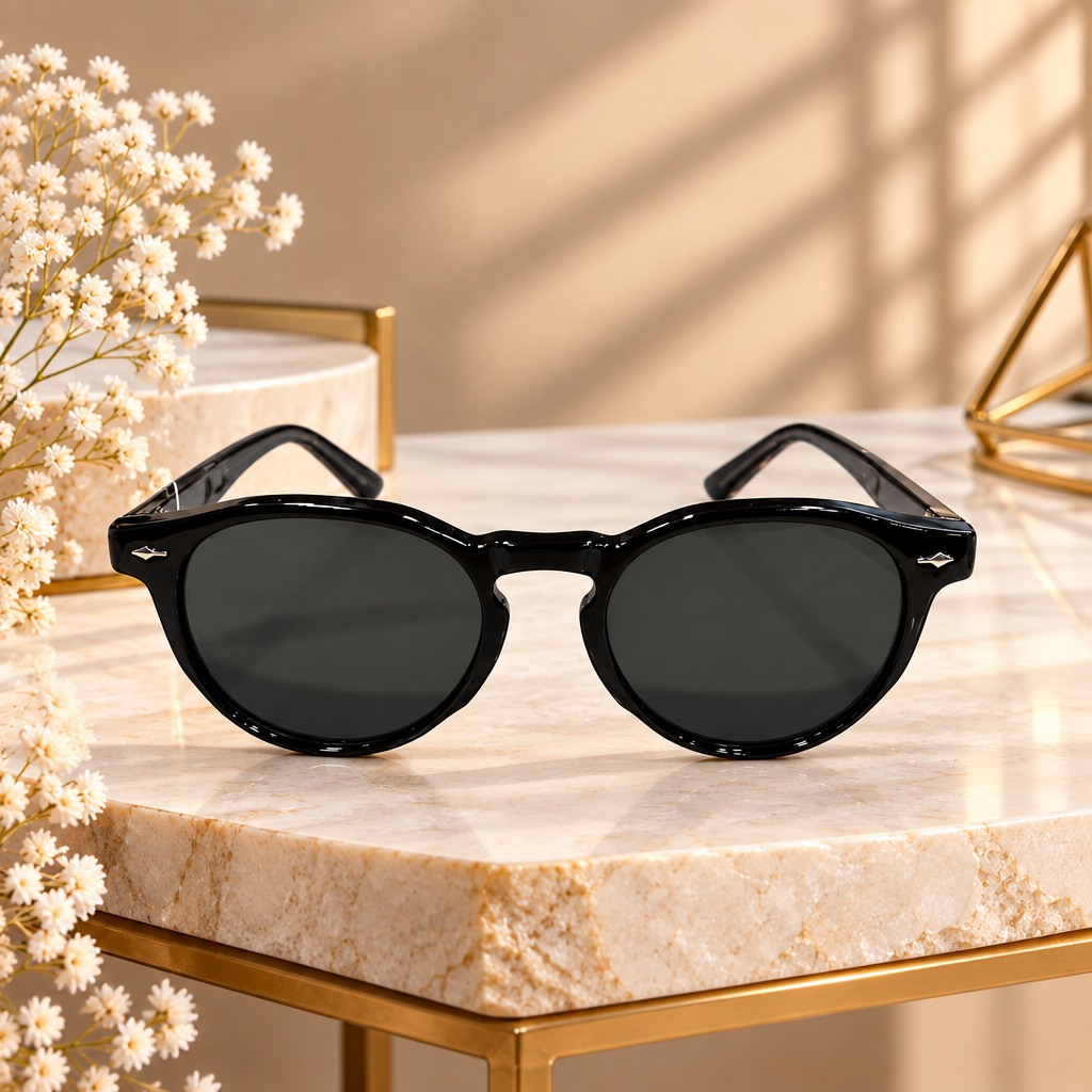 Black Oval Frame Sunglasses