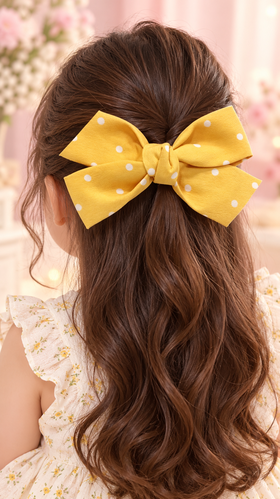 Yellow Polka Dot Bow Hair Pin Set