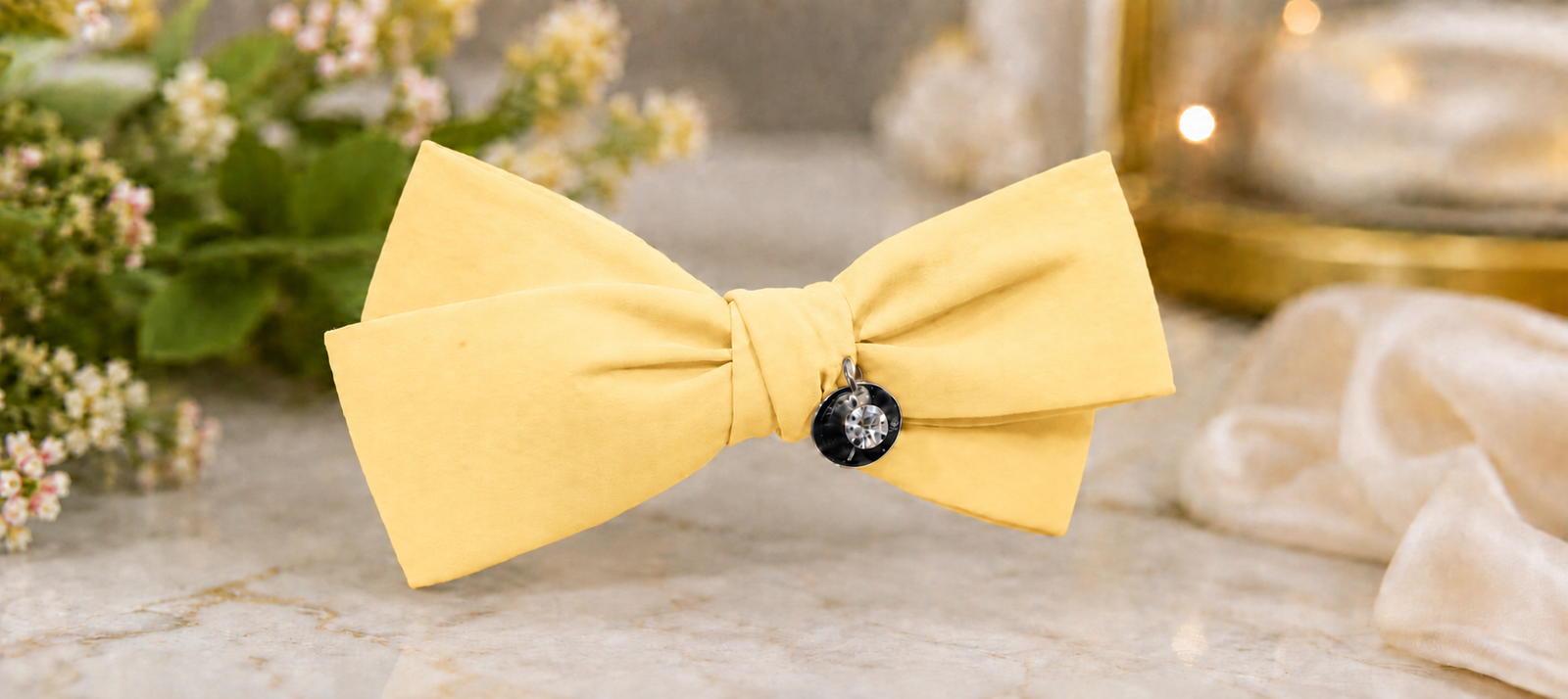 Yellow Crystal Charm Hair Bow