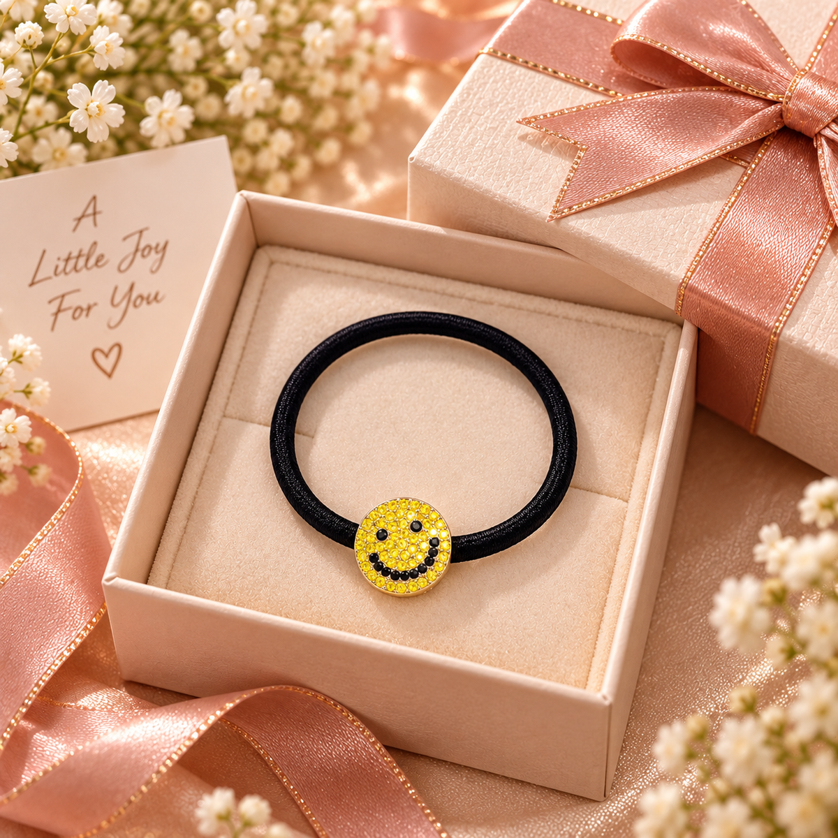 Smiley Face Hair Tie for Women