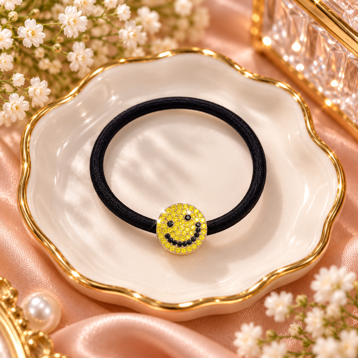 Smiley Face Hair Tie for Women