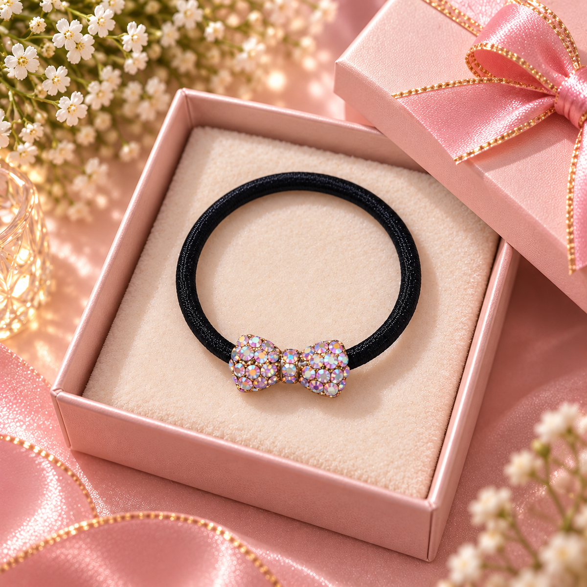 Crystal Bow Hair Tie for Women