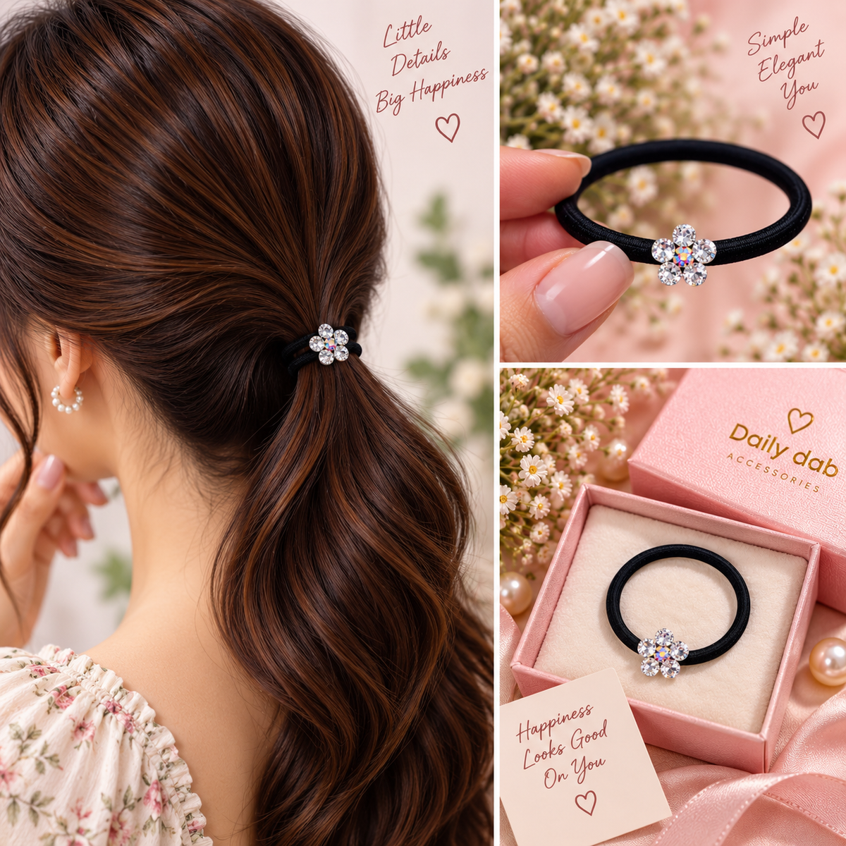 Crystal Flower Hair Tie