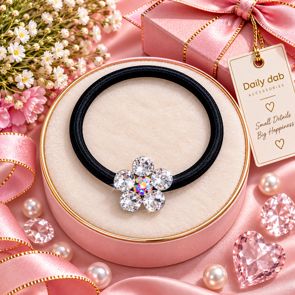 Crystal Flower Hair Tie