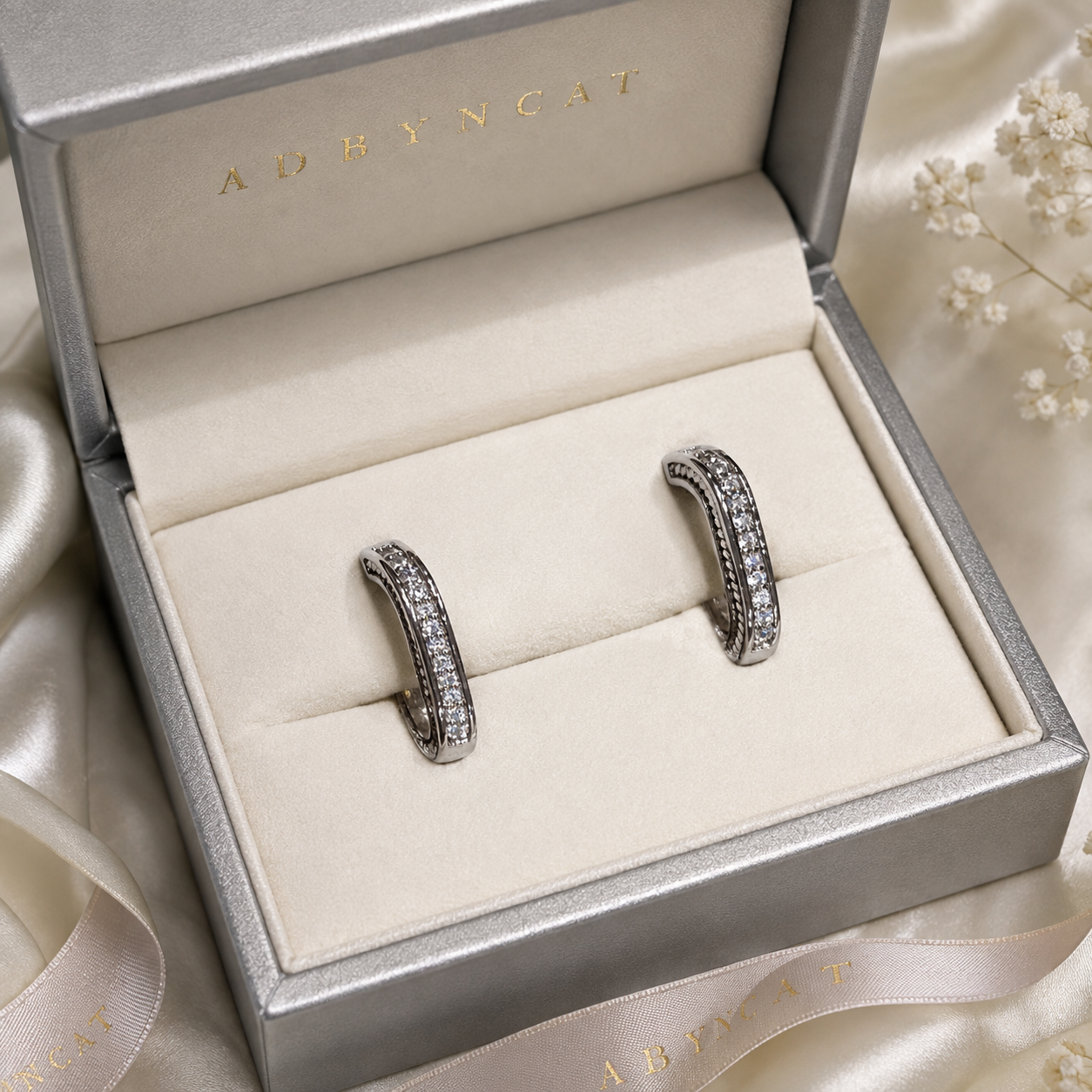 Silver-Tone Rhinestone Oval Hoop Earrings for Women