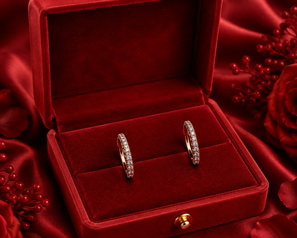 Rose Gold Crystal Mini Hoop Earrings for Women