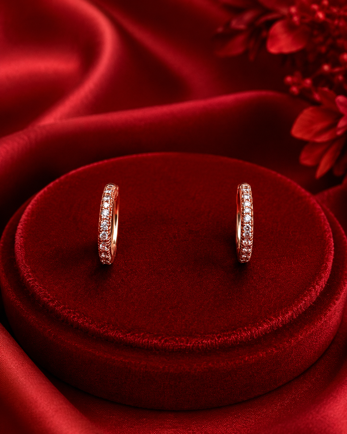 Rose Gold Crystal Mini Hoop Earrings for Women