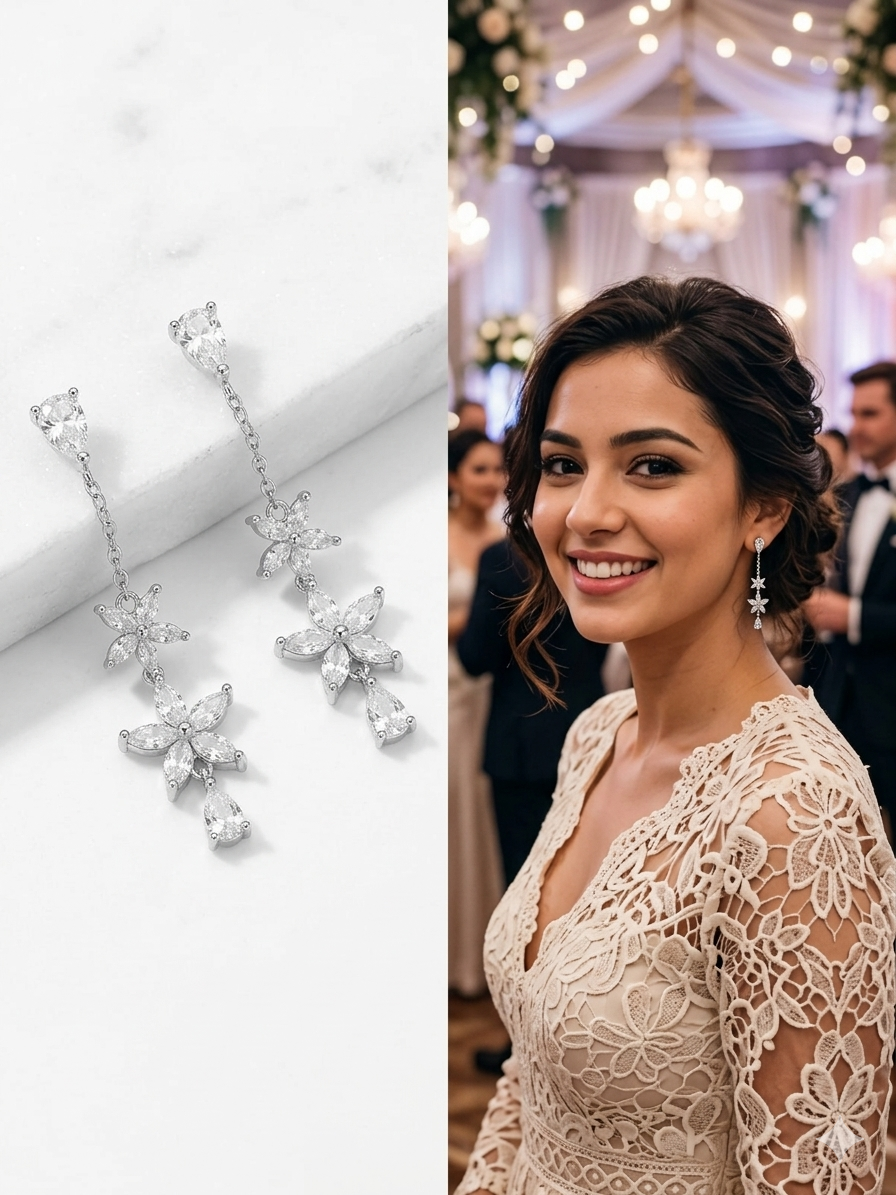 Floral Crystal Earrings