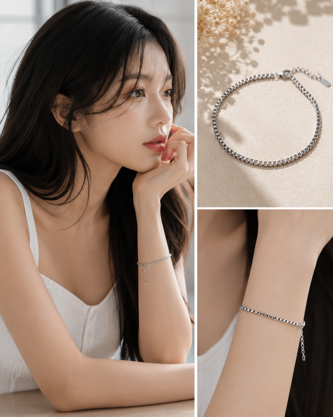 Silver Box Chain Bracelet