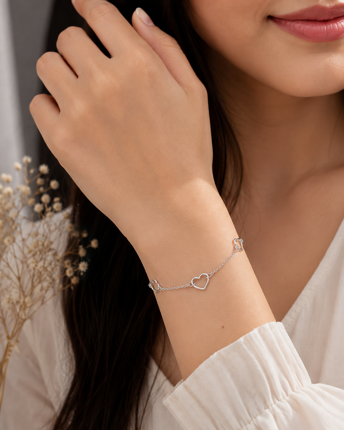 Silver Heart Chain Bracelet