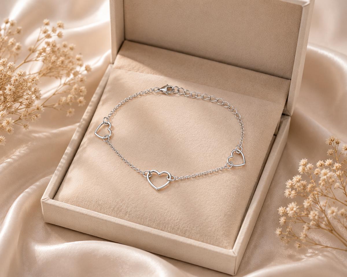Silver Heart Chain Bracelet
