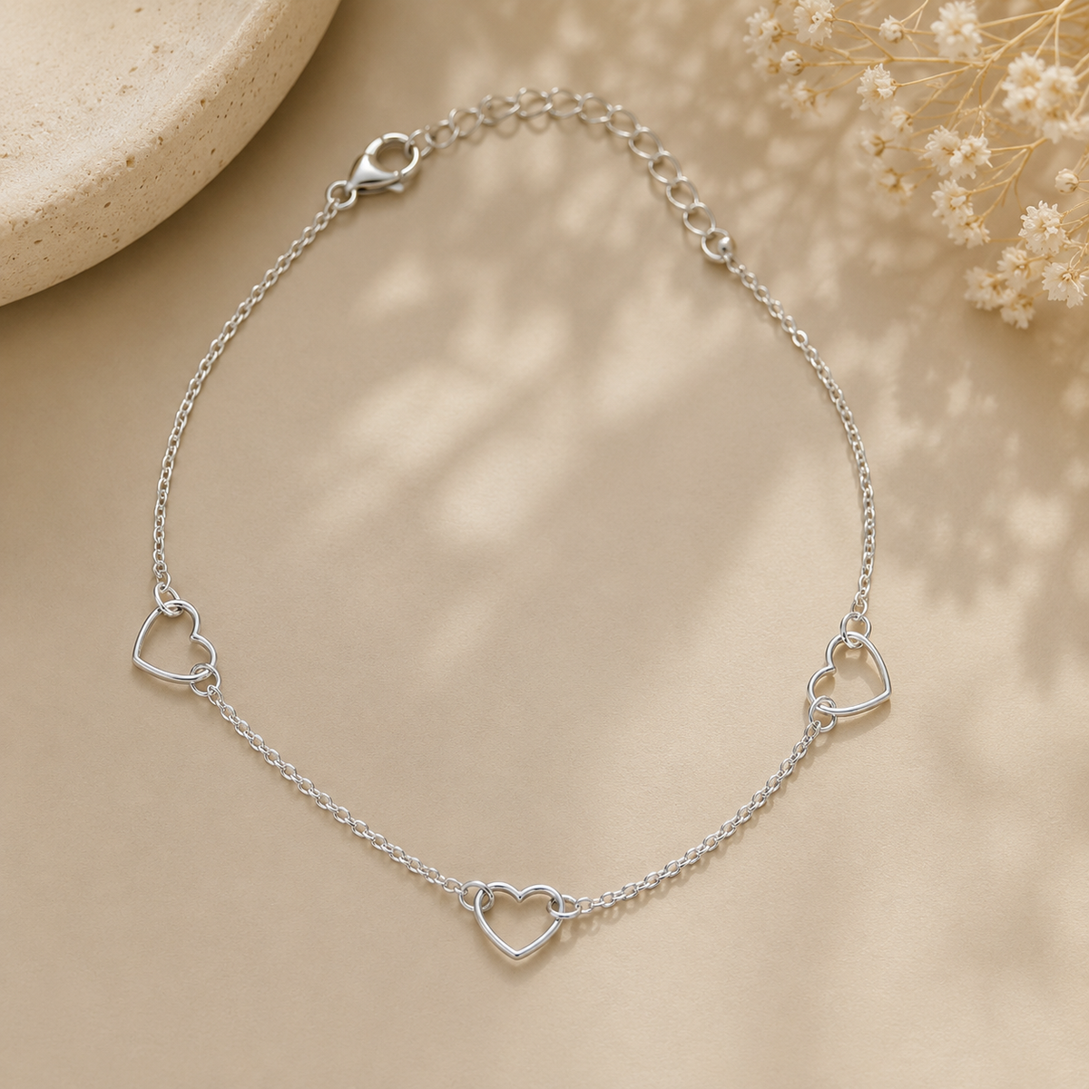 Silver Heart Chain Bracelet
