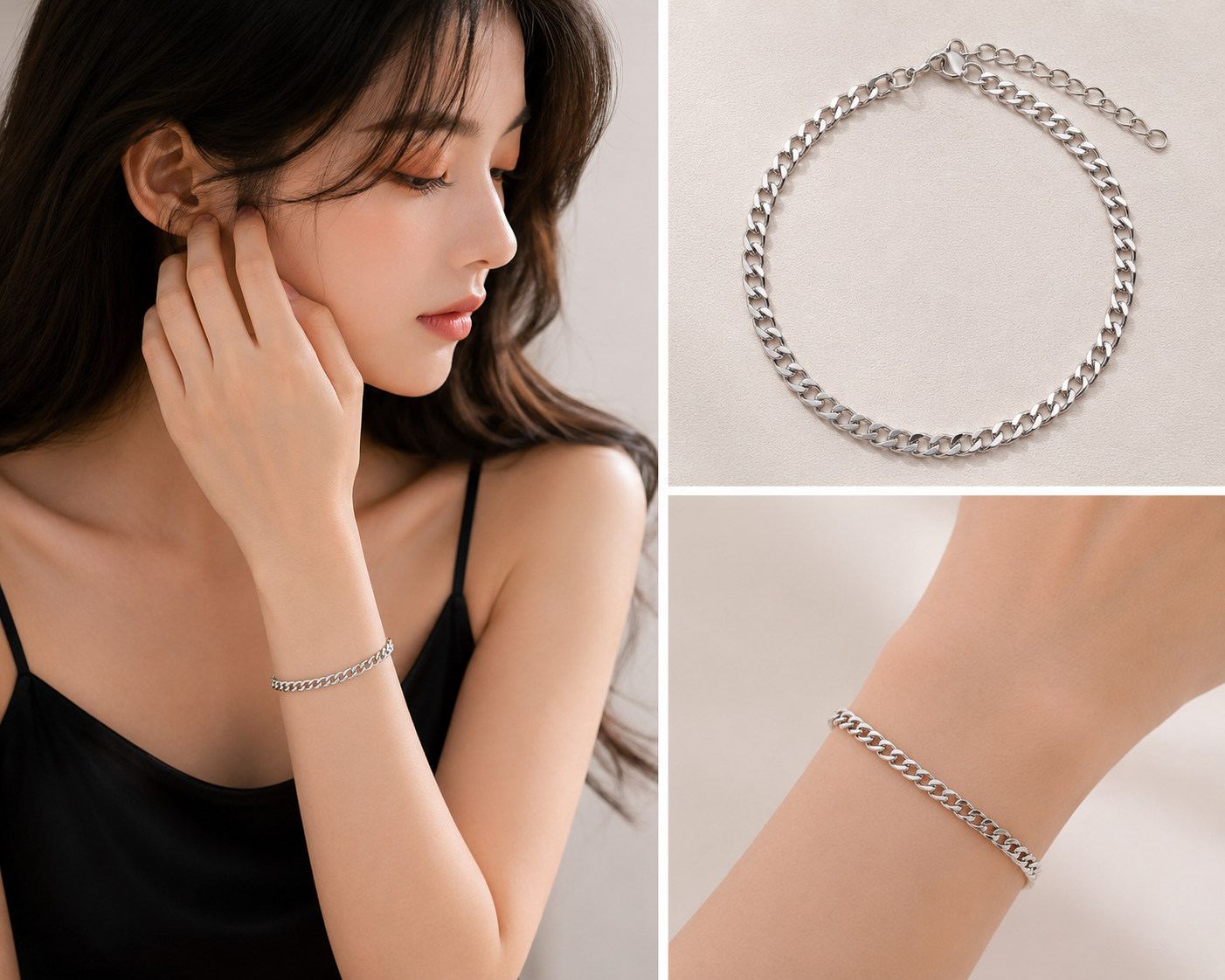 Classic Silver Cuban Chain Bracelet