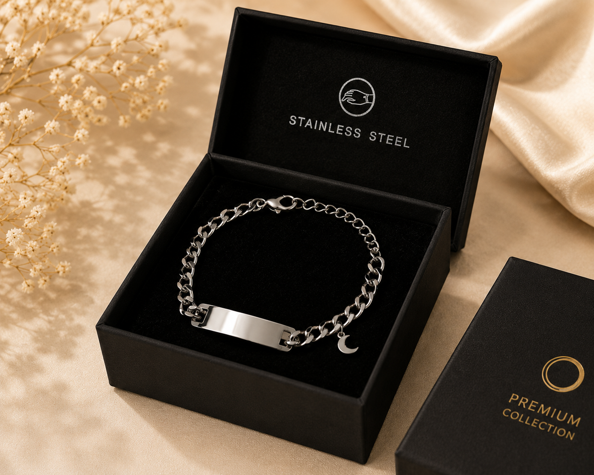 Silver Moon Charm Chain Bracelet