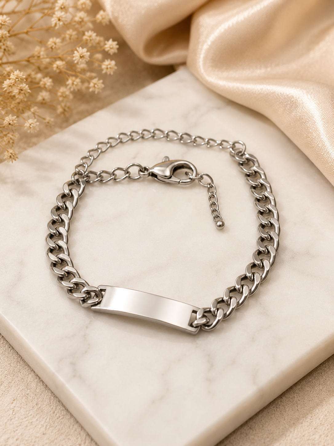 Silver Moon Charm Chain Bracelet