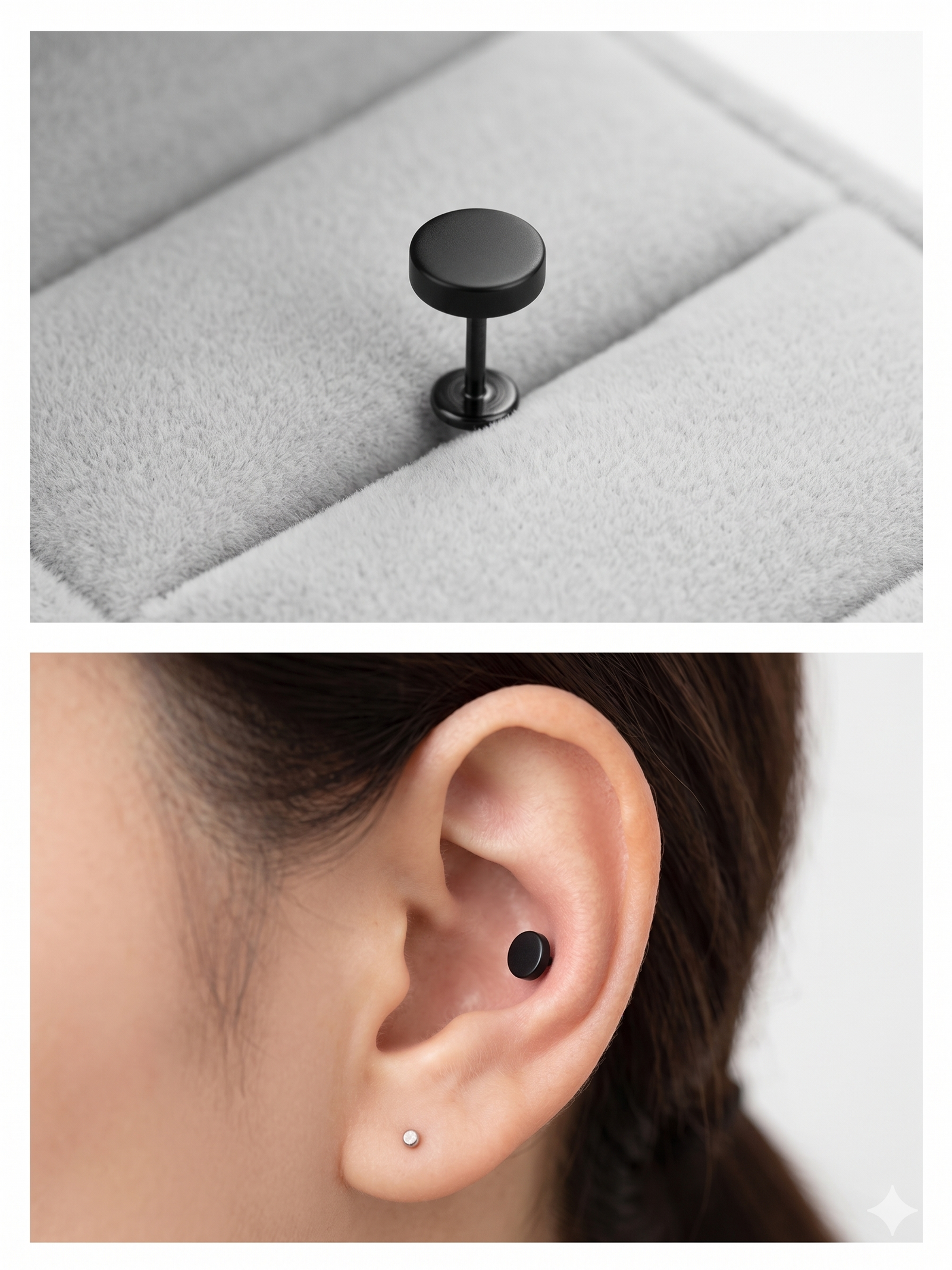 Black Disc Piercing Stud