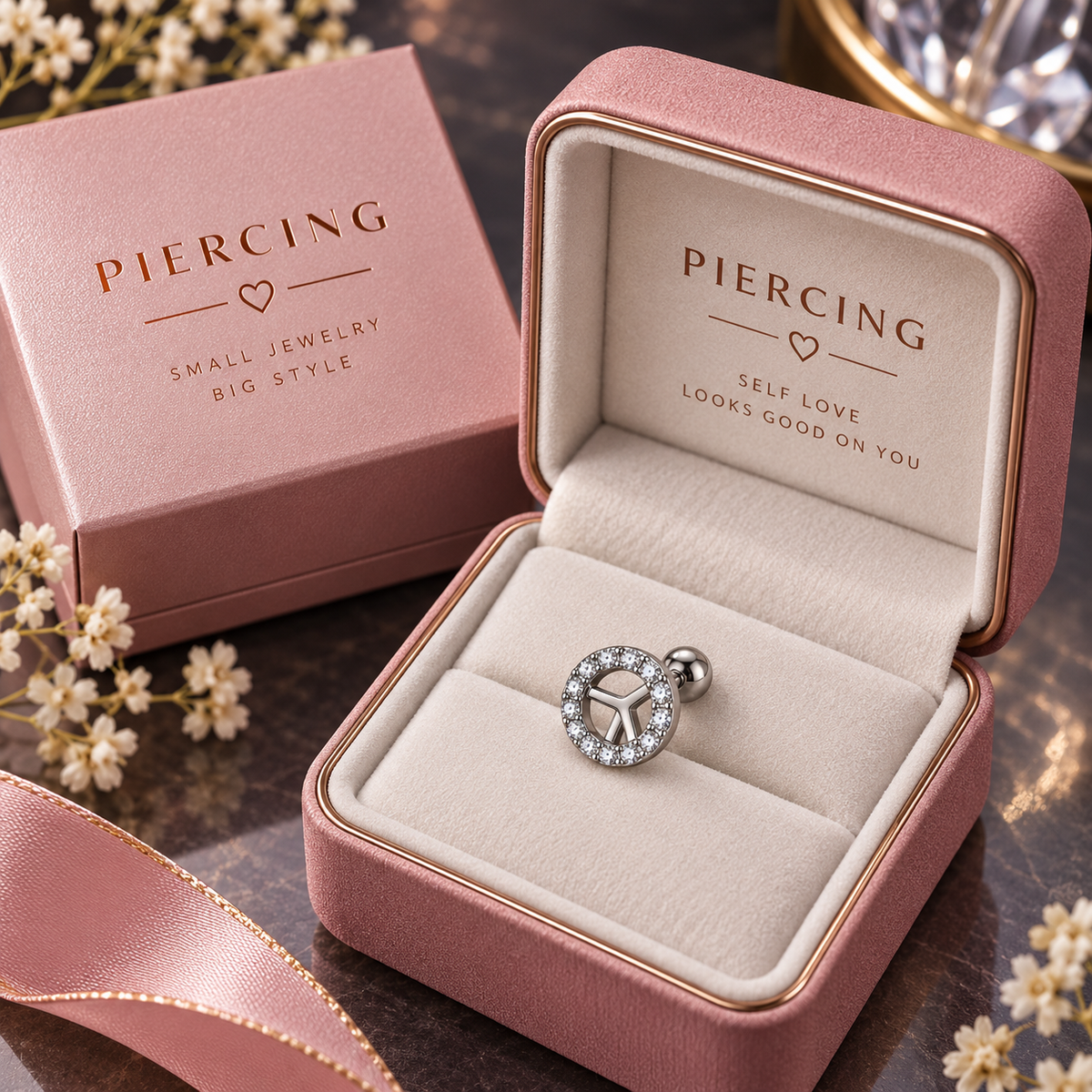 Silver Round Ear Piercing Stud