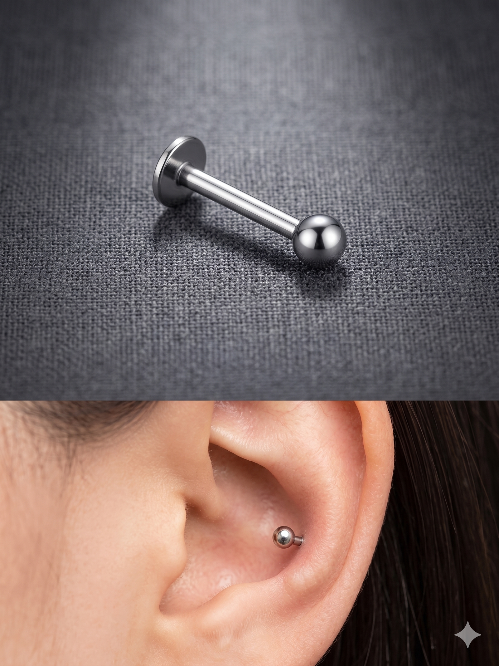 Silver Ball Piercing Stud