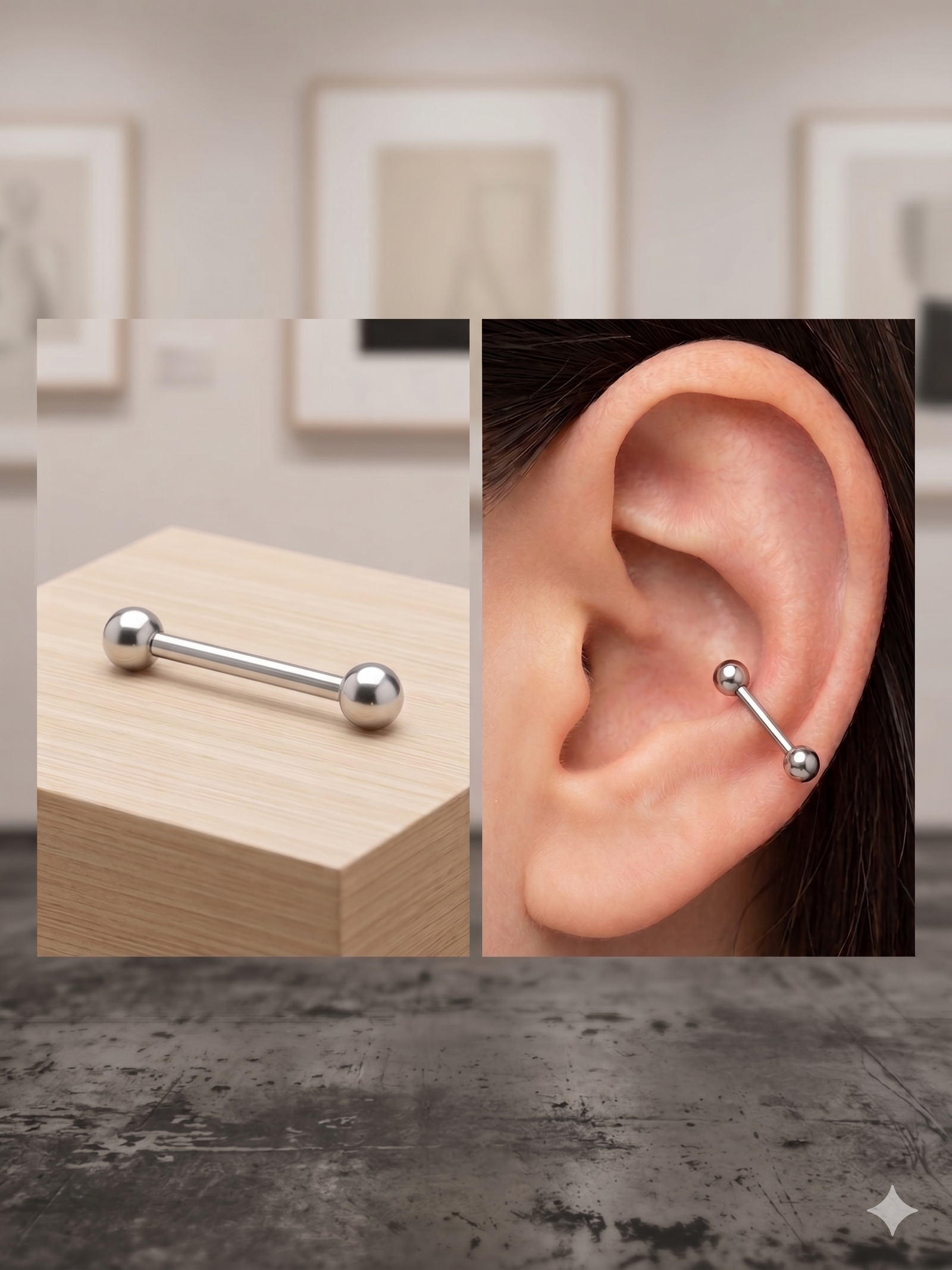 Silver Double Ball Piercing