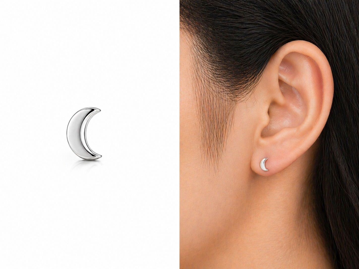 Silver Moon Piercing Stud
