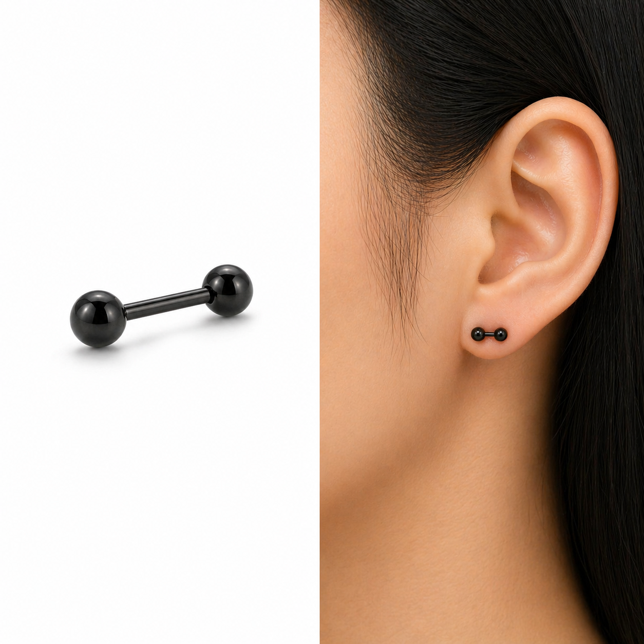 Black Double Ball Piercing