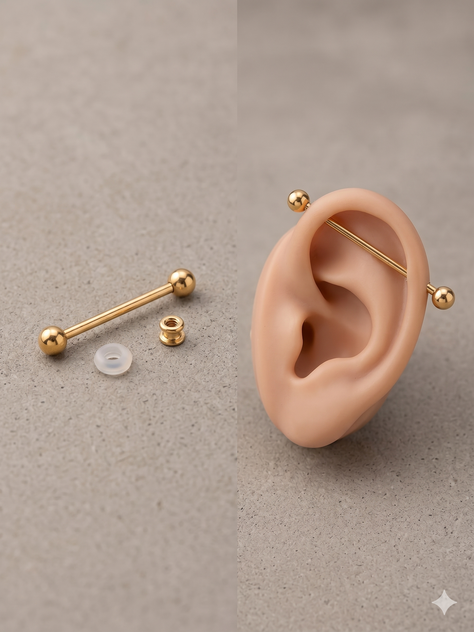 Gold Industrial Barbell Piercing